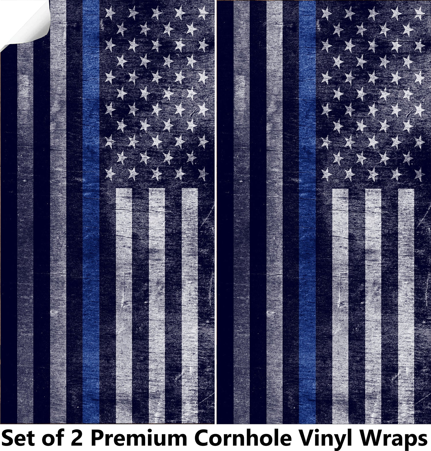 Cloudy Blue Lines Cornhole Boards Wraps (Set of 2)