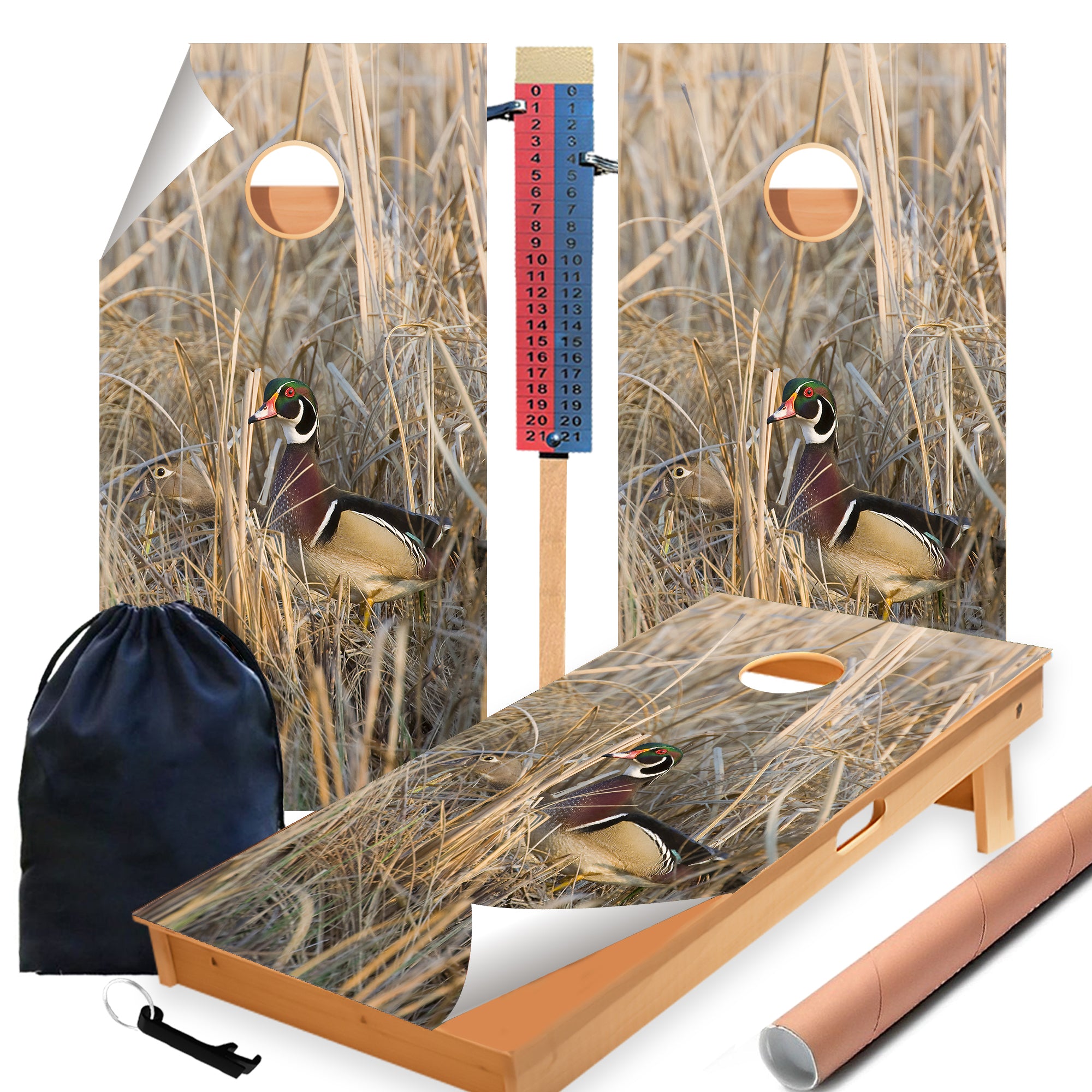 Ducks in Grass Cornhole Boards Wraps (Set of 2)