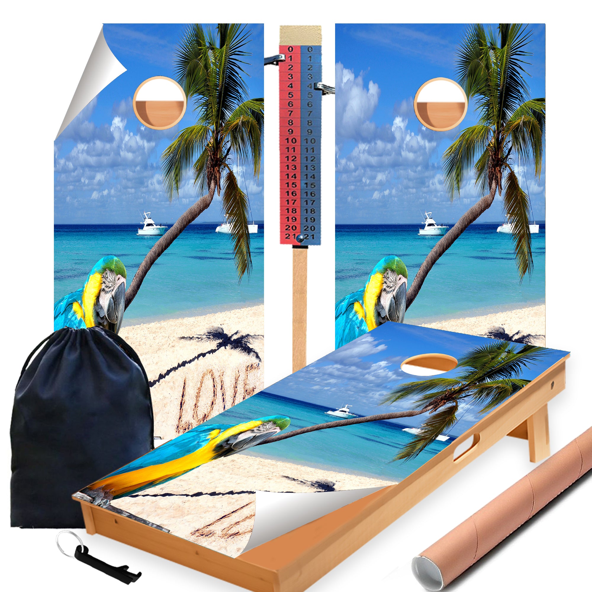 Parrot Love Cornhole Boards Wraps (Set of 2)