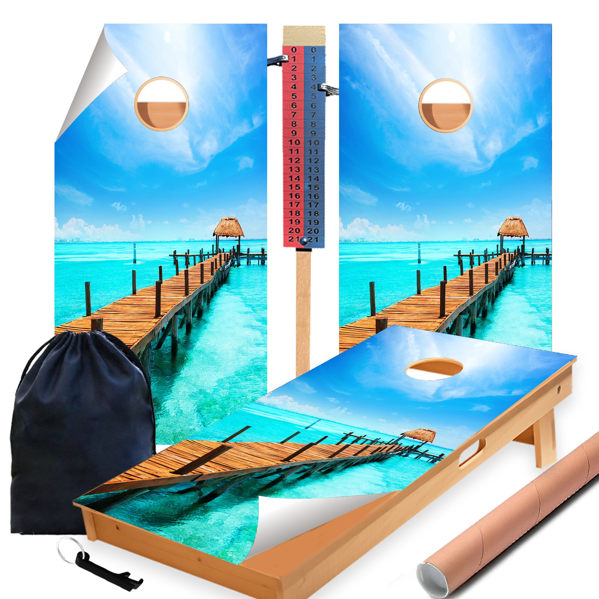 Dock Pier Cornhole Boards Wraps (Set of 2)