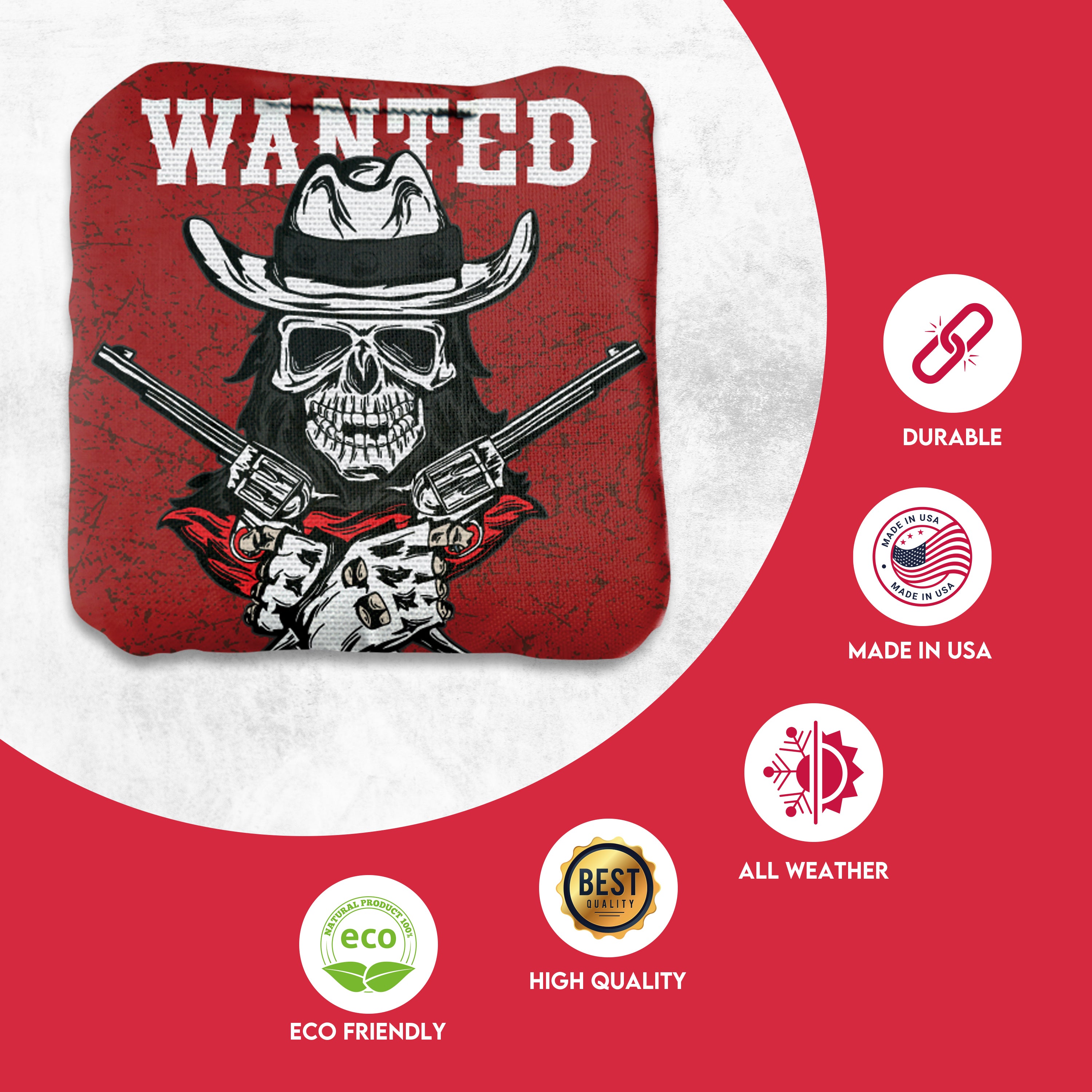 Wanted Skull Cornhole Bags - Set of 8