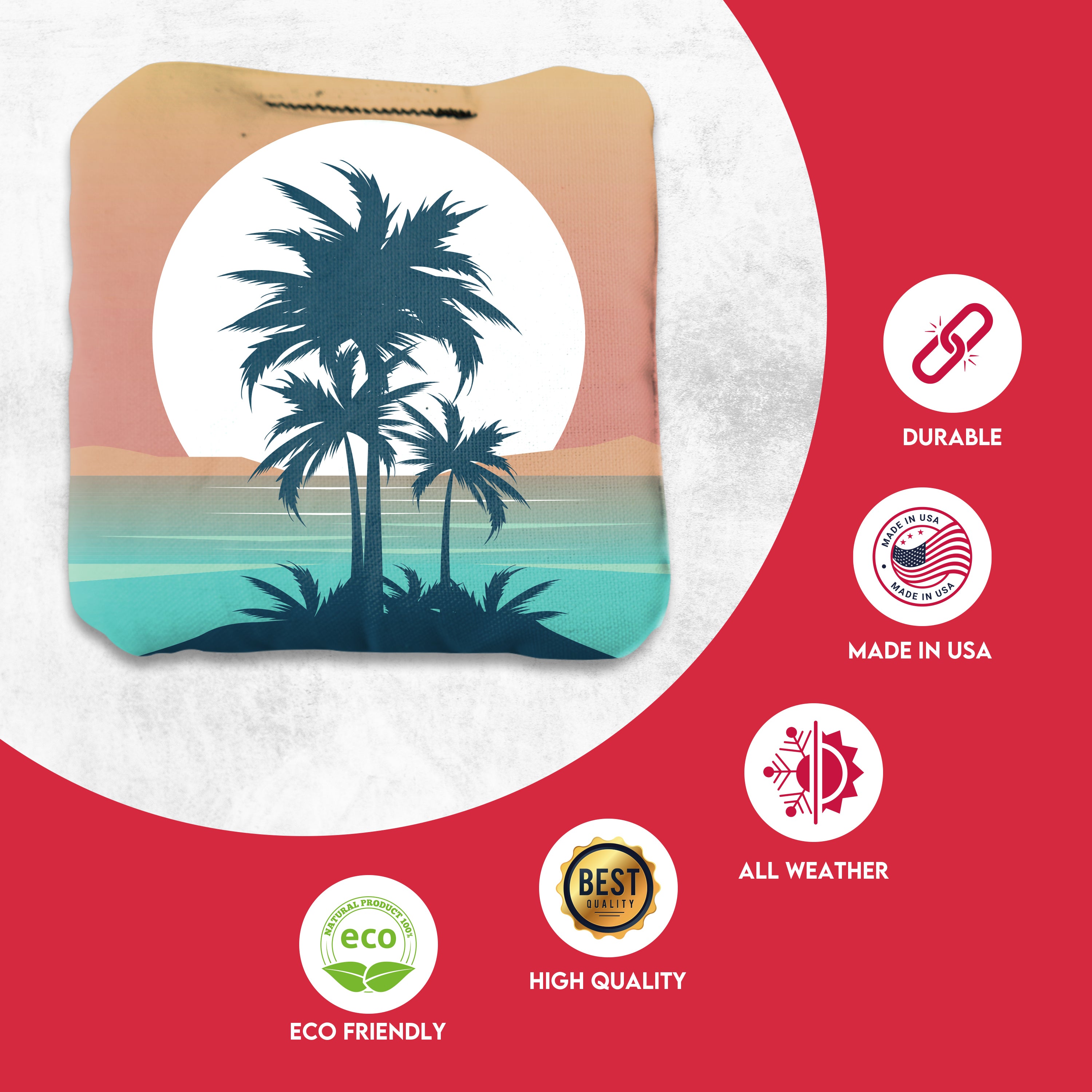 Palm Trees Sun Behind Cornhole Bags - Set of 8