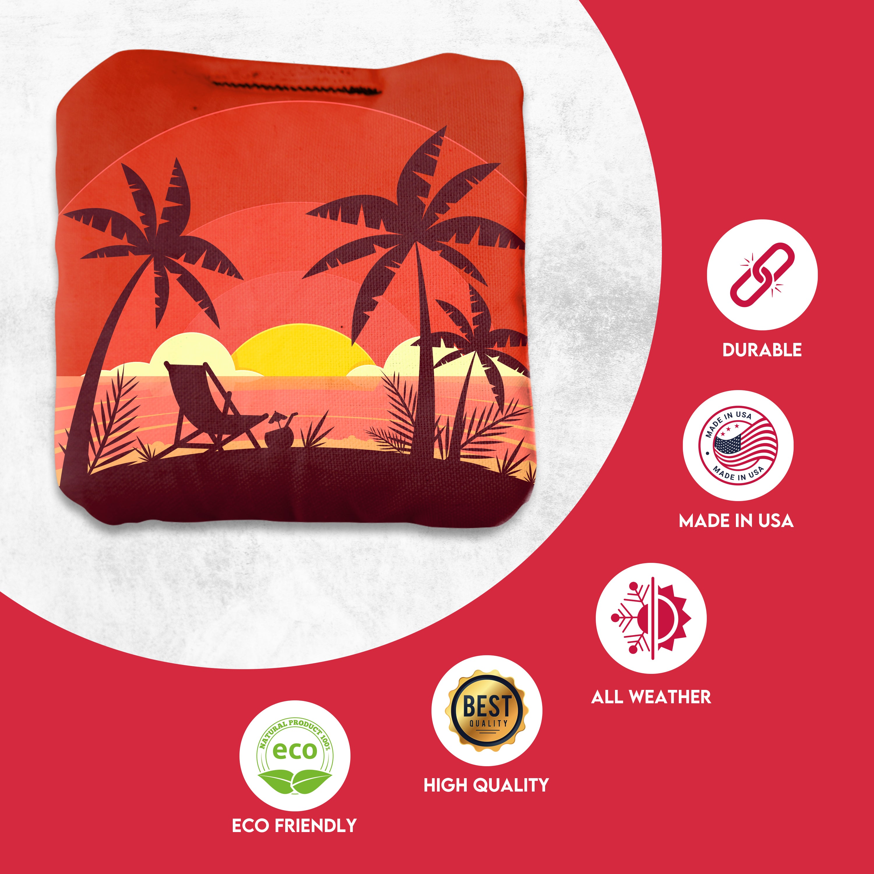 Red Blue Beach Chair Cornhole Bags - Set of 8