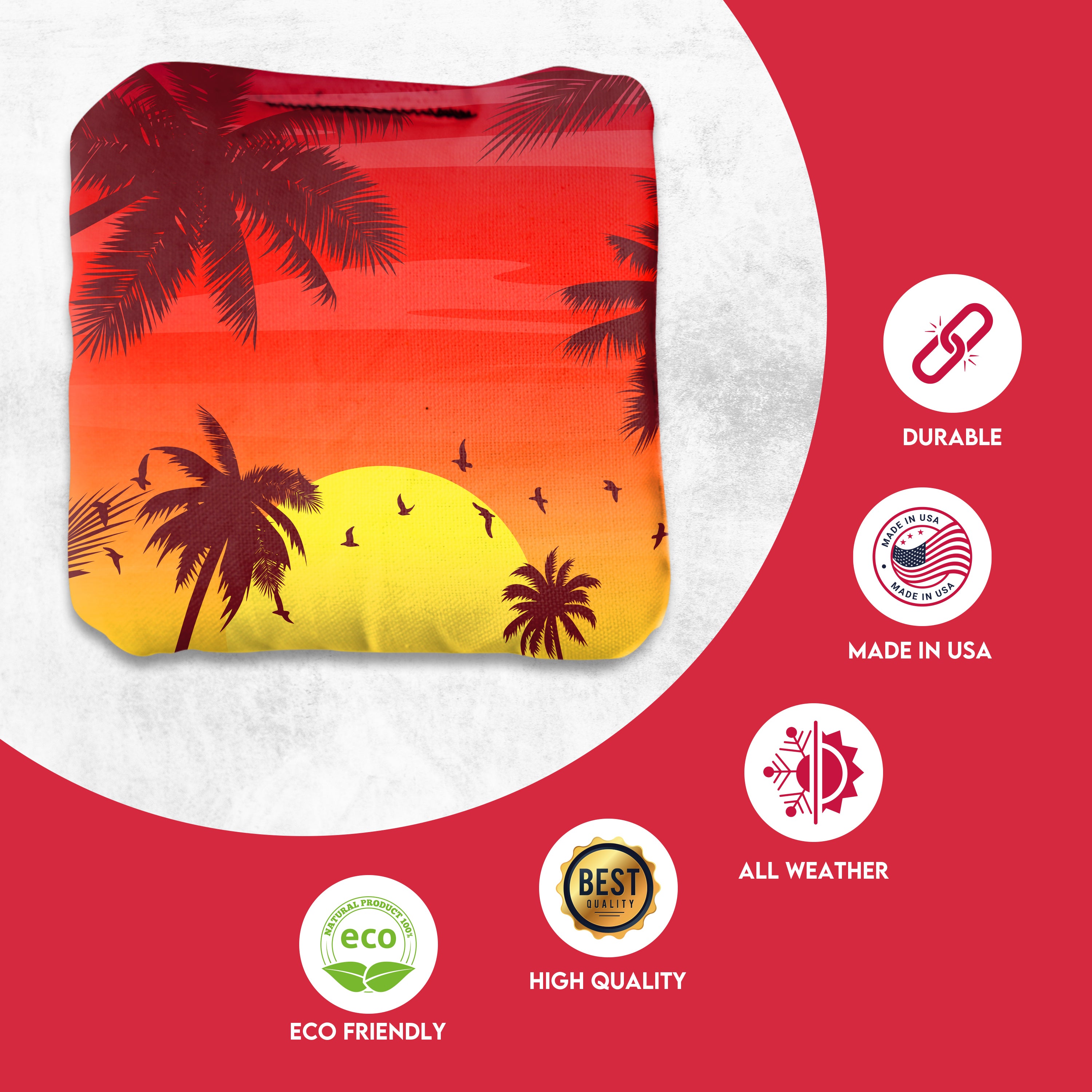 Red Blue Palm Sky Cornhole Bags - Set of 8