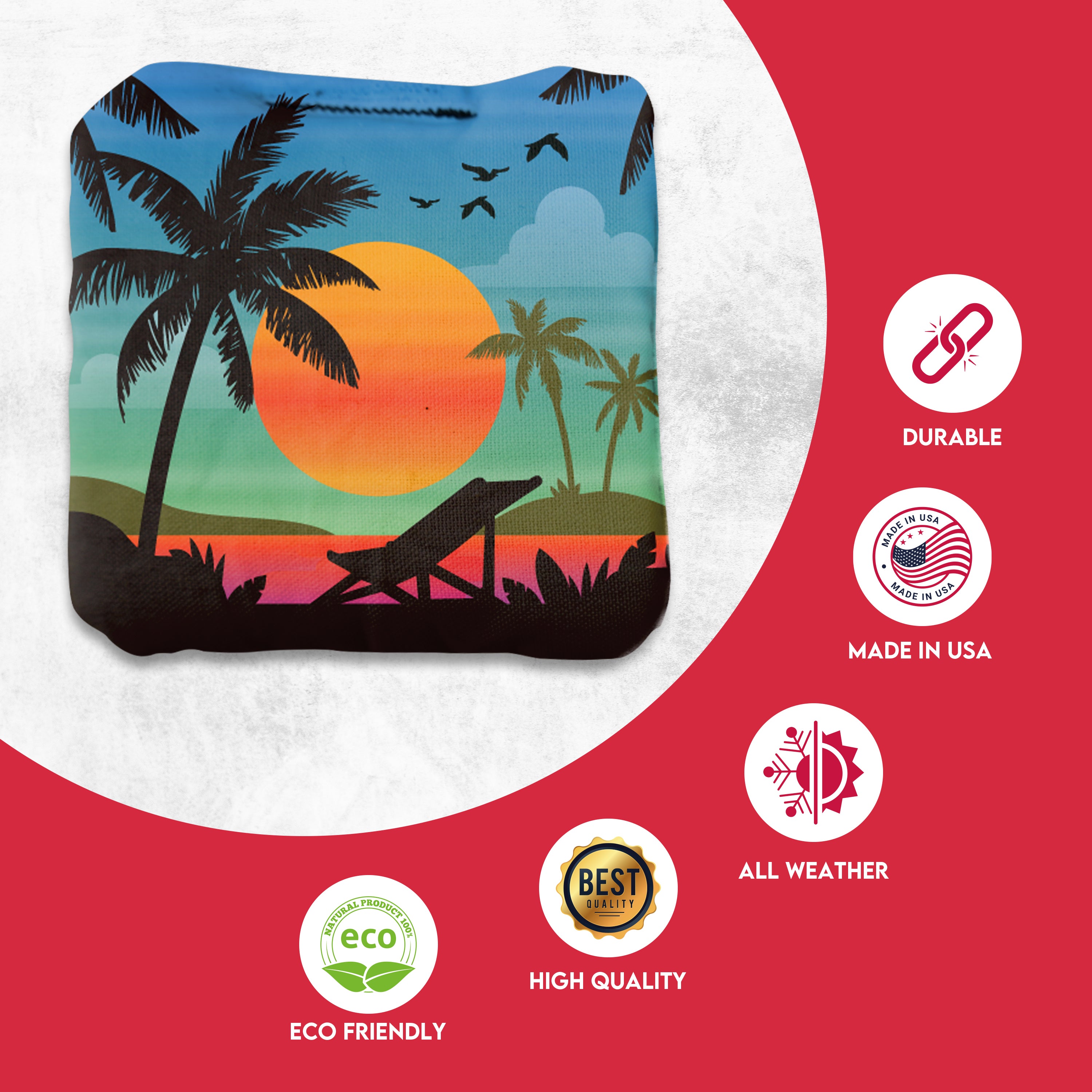 Green Blue Beach Cornhole Bags - Set of 8
