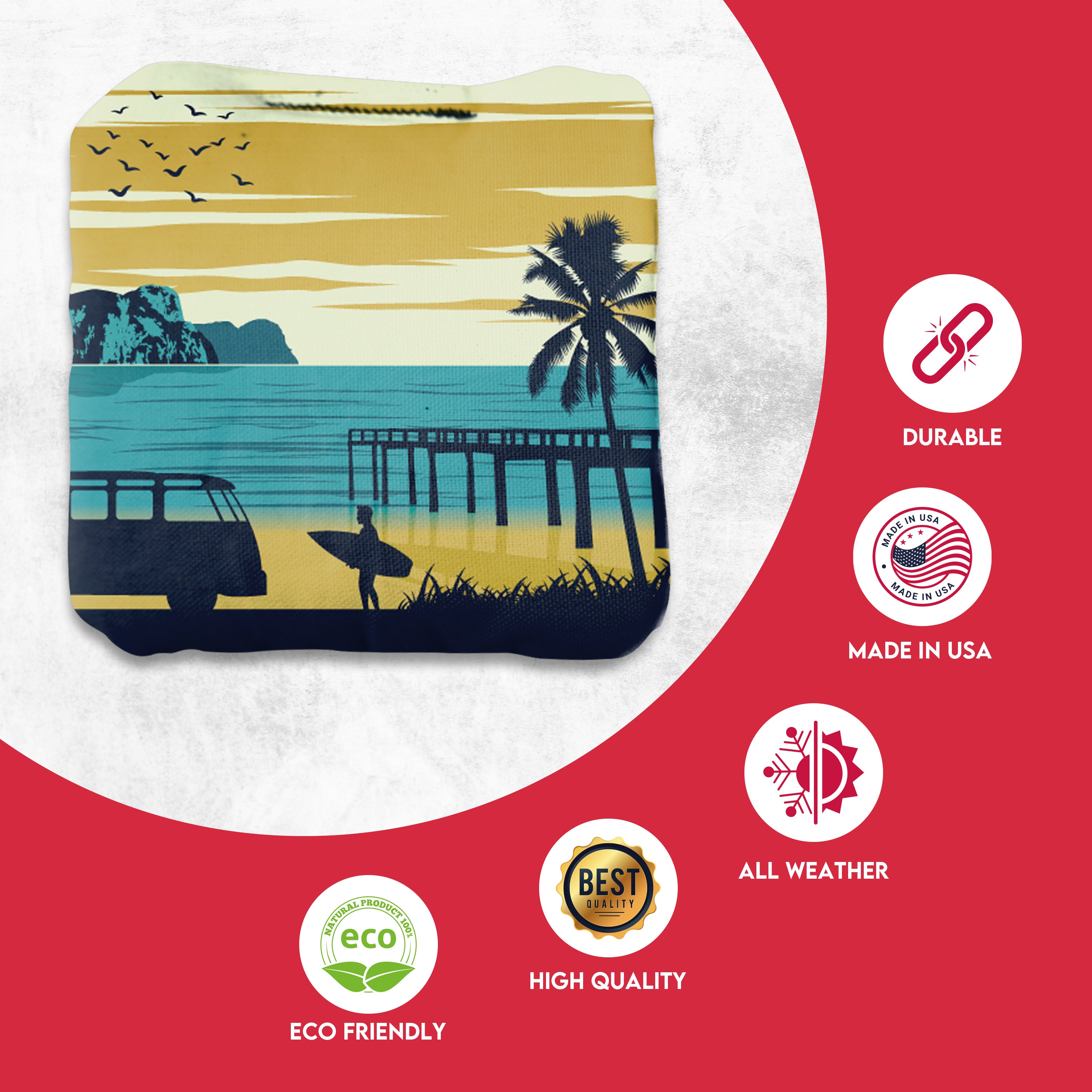 Green Blue Surfer Beach Cornhole Bags - Set of 8