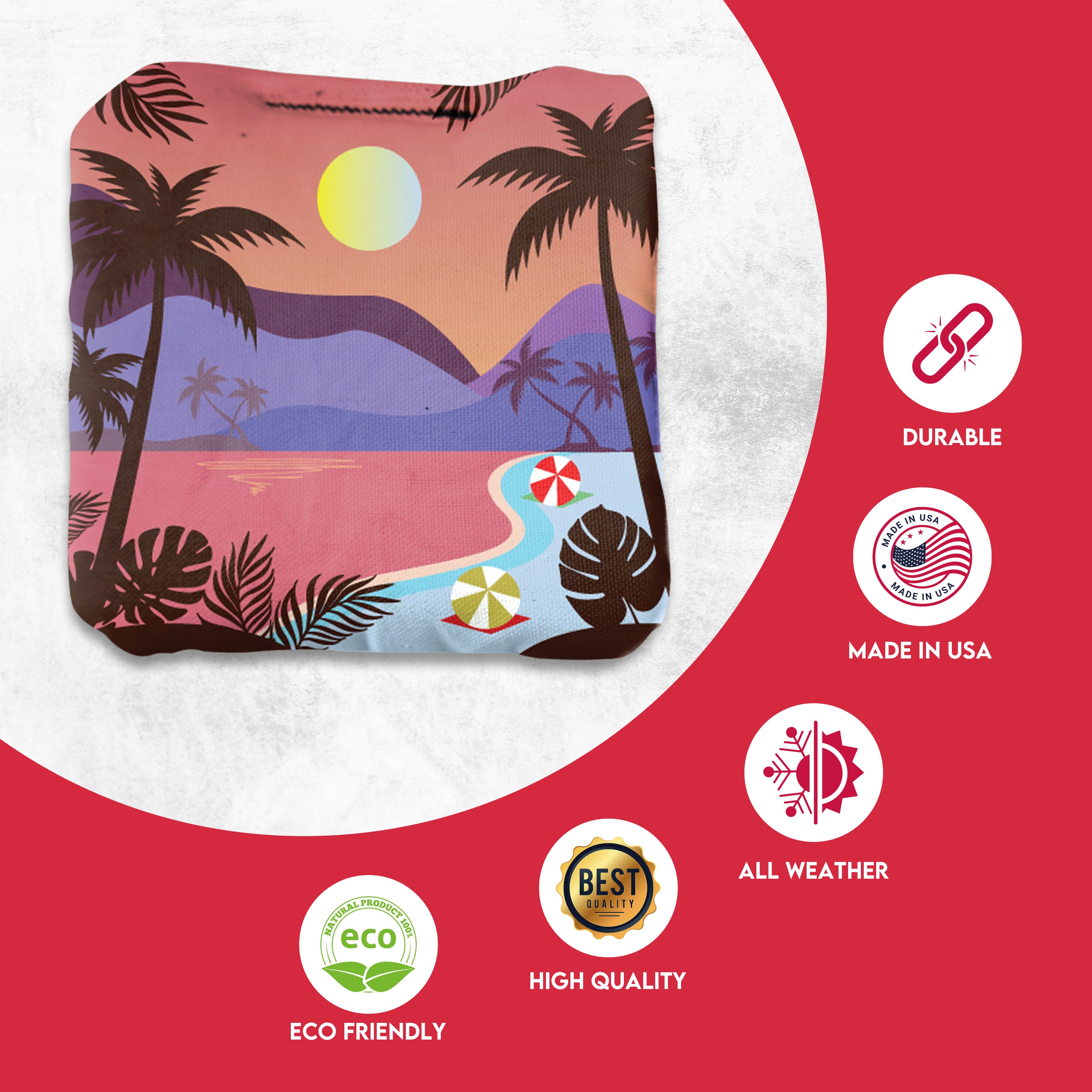 Green Purple Beach Cornhole Bags - Set of 8