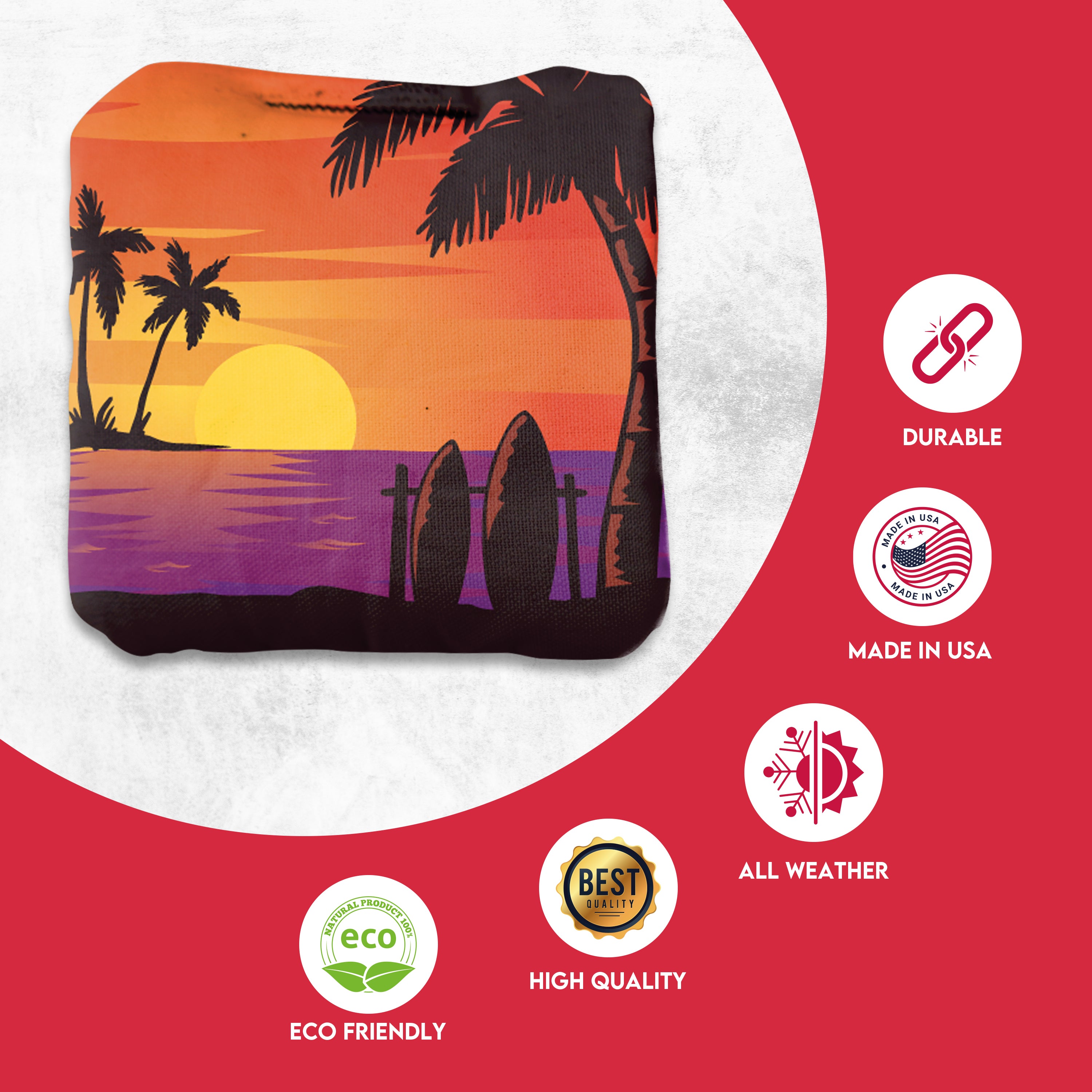 Orange Blue Beach Cornhole Bags - Set of 8