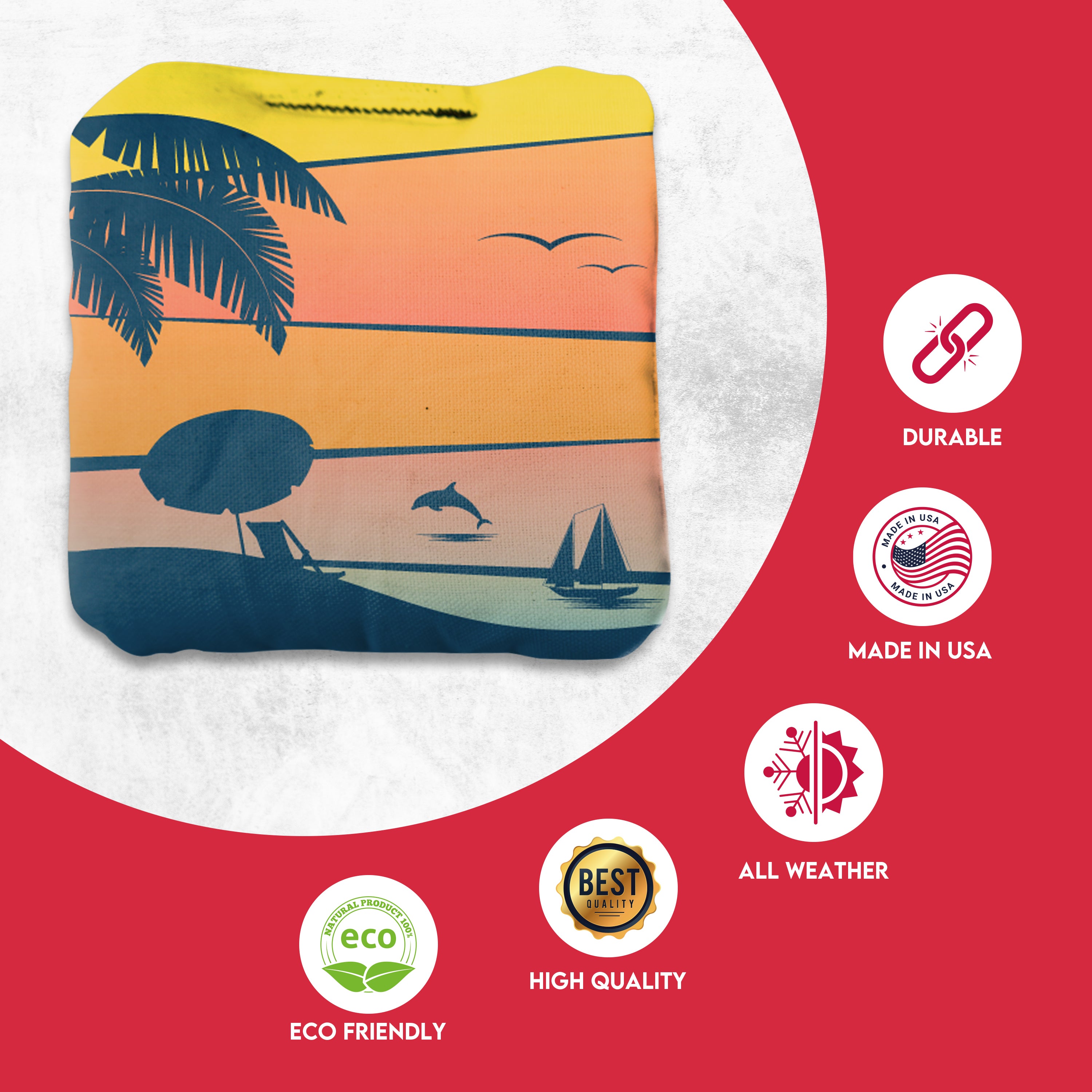 Orange Purple Dolphin Beach Cornhole Bags - Set of 8