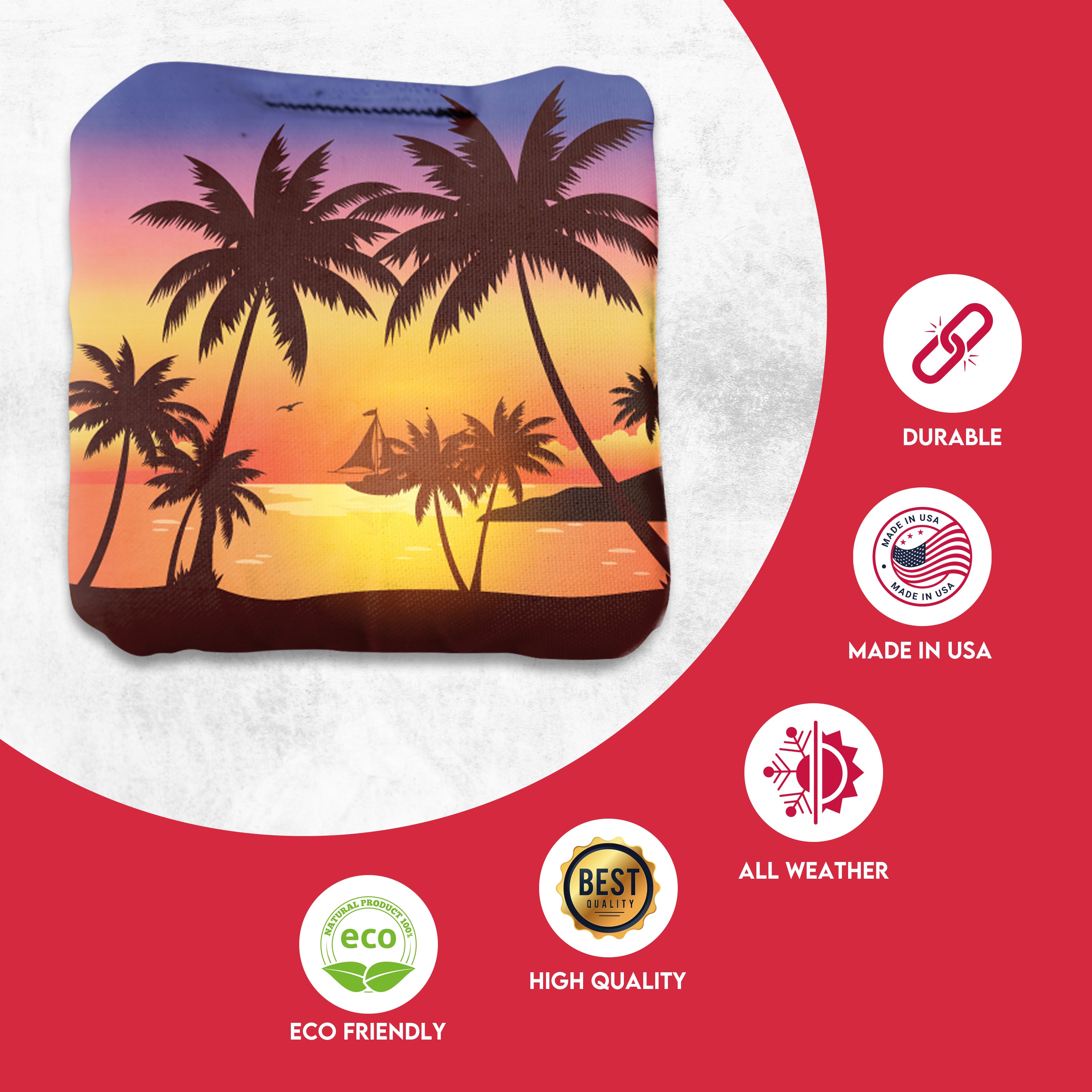 Purple Green Beach Cornhole Bags - Set of 8