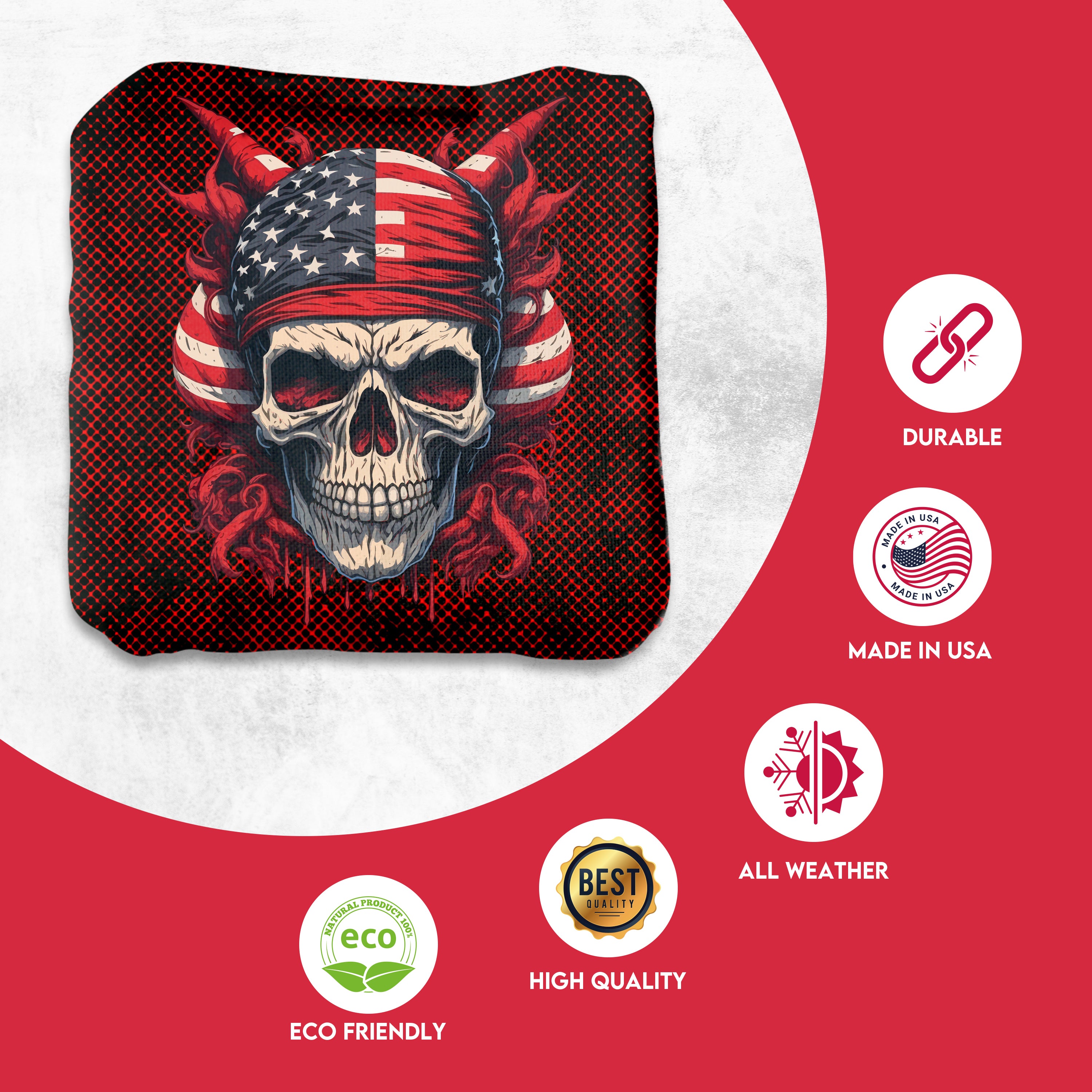 Skull Red Blue Cornhole Bags - Set of 8