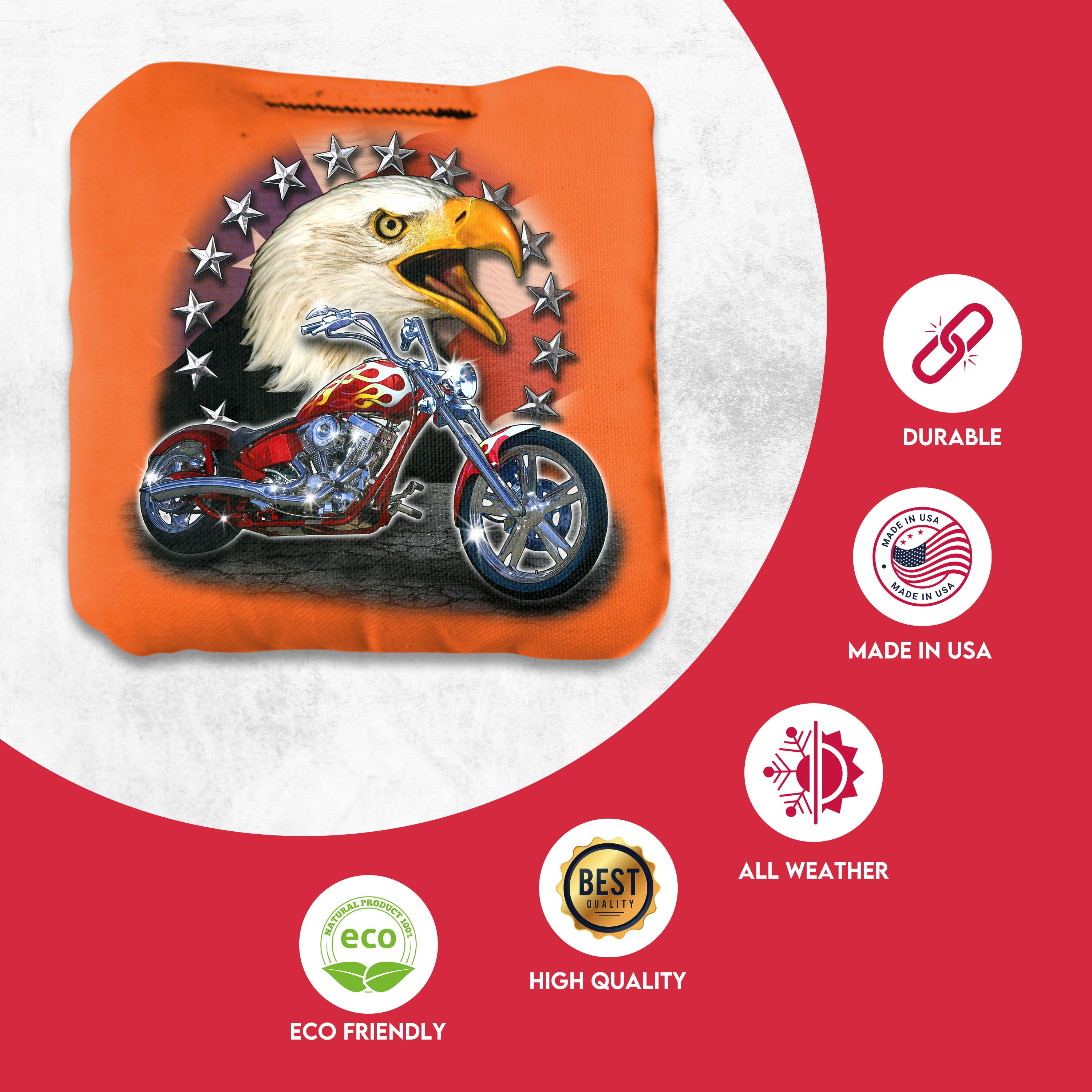 Motorcycle Bald Eagle Cornhole Bags - Set of 8