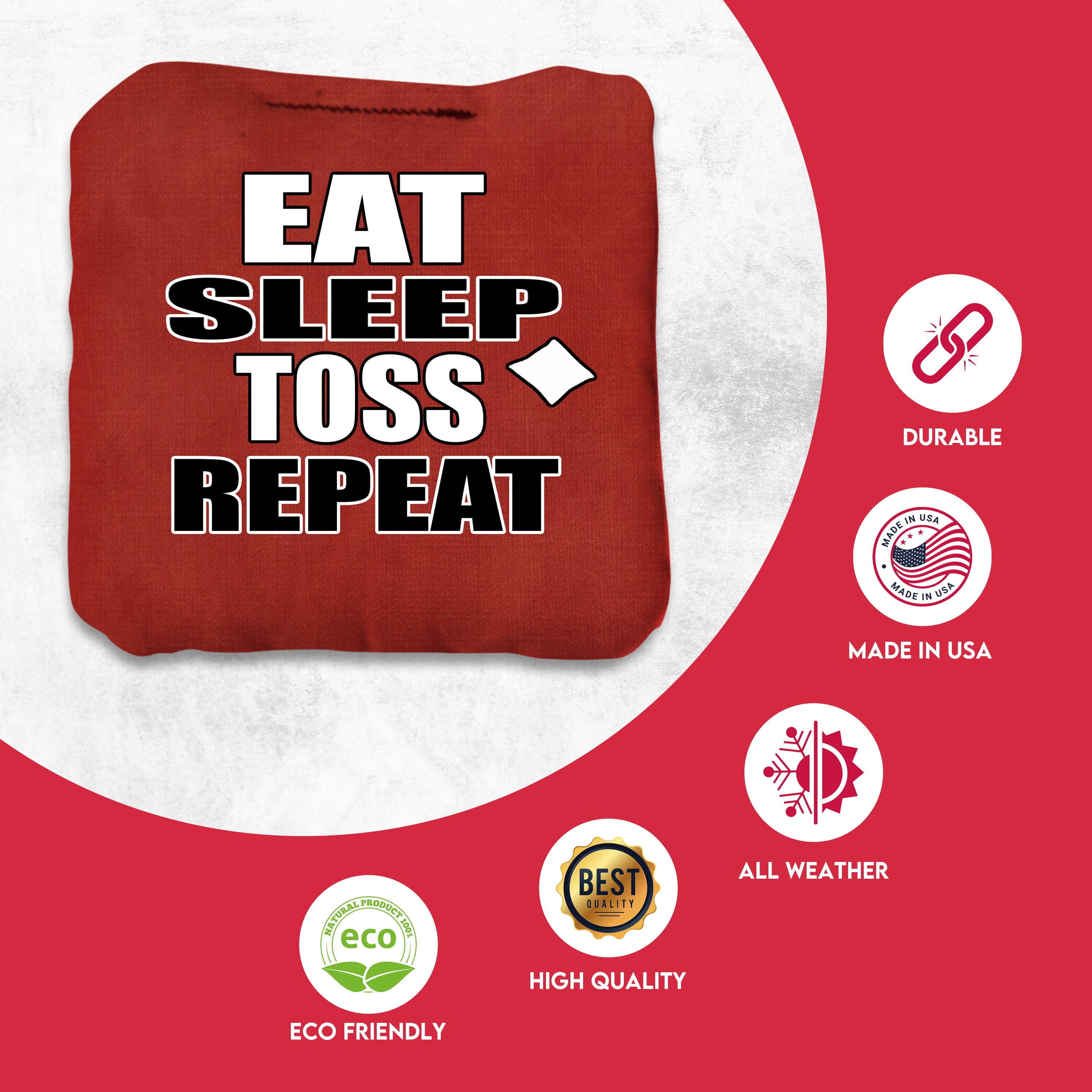 Eat Sleep Toss Repeat Cornhole Bags - Set of 8