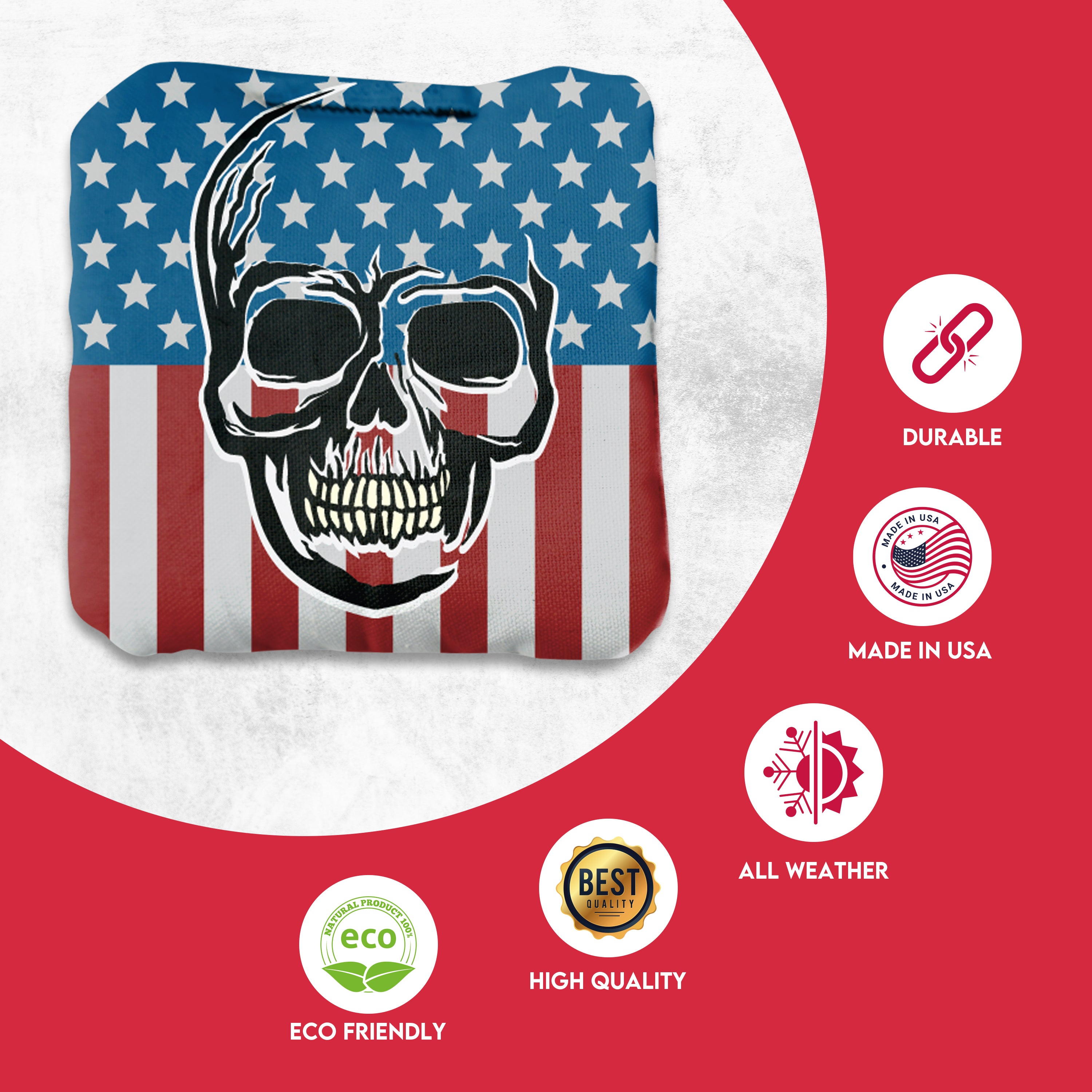 Skull Over Flag Cornhole Bags - Set of 8