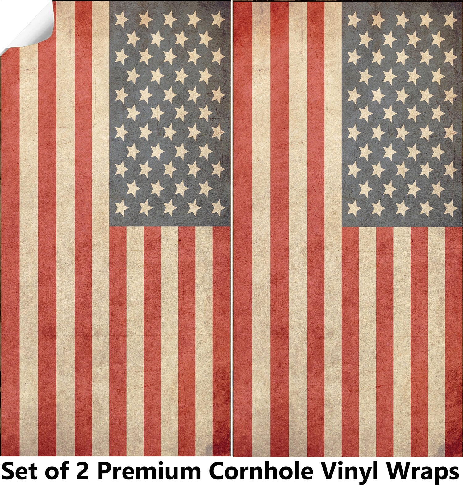 Classic Flag Cornhole Boards Wraps (Set of 2)