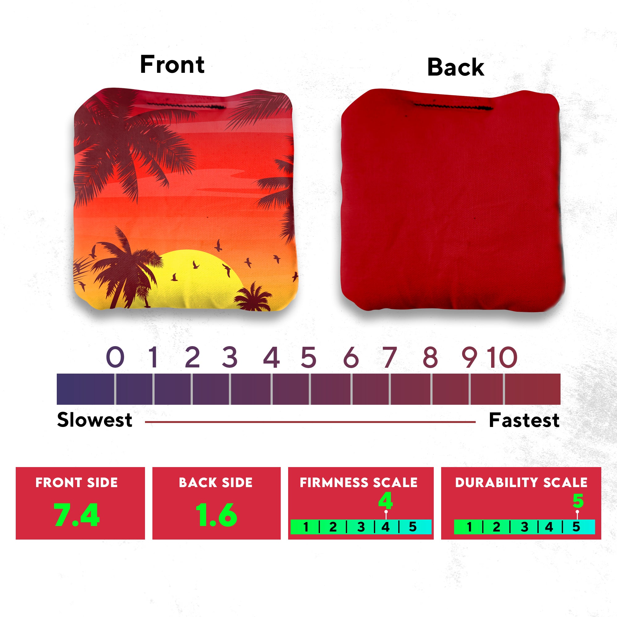 Red Blue Palm Sky Cornhole Bags - Set of 8