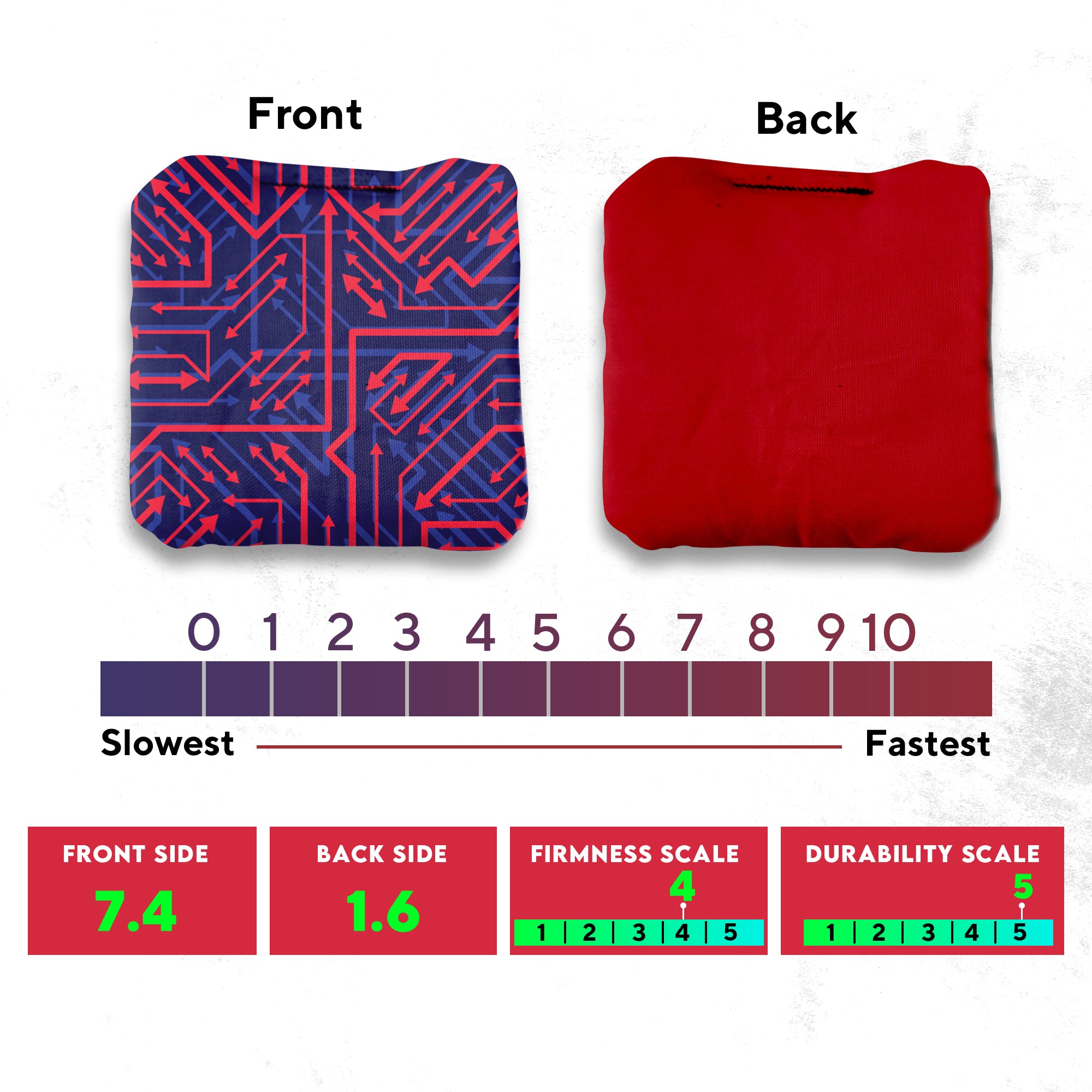 Red Yellow Tech Cornhole Bags - Set of 8