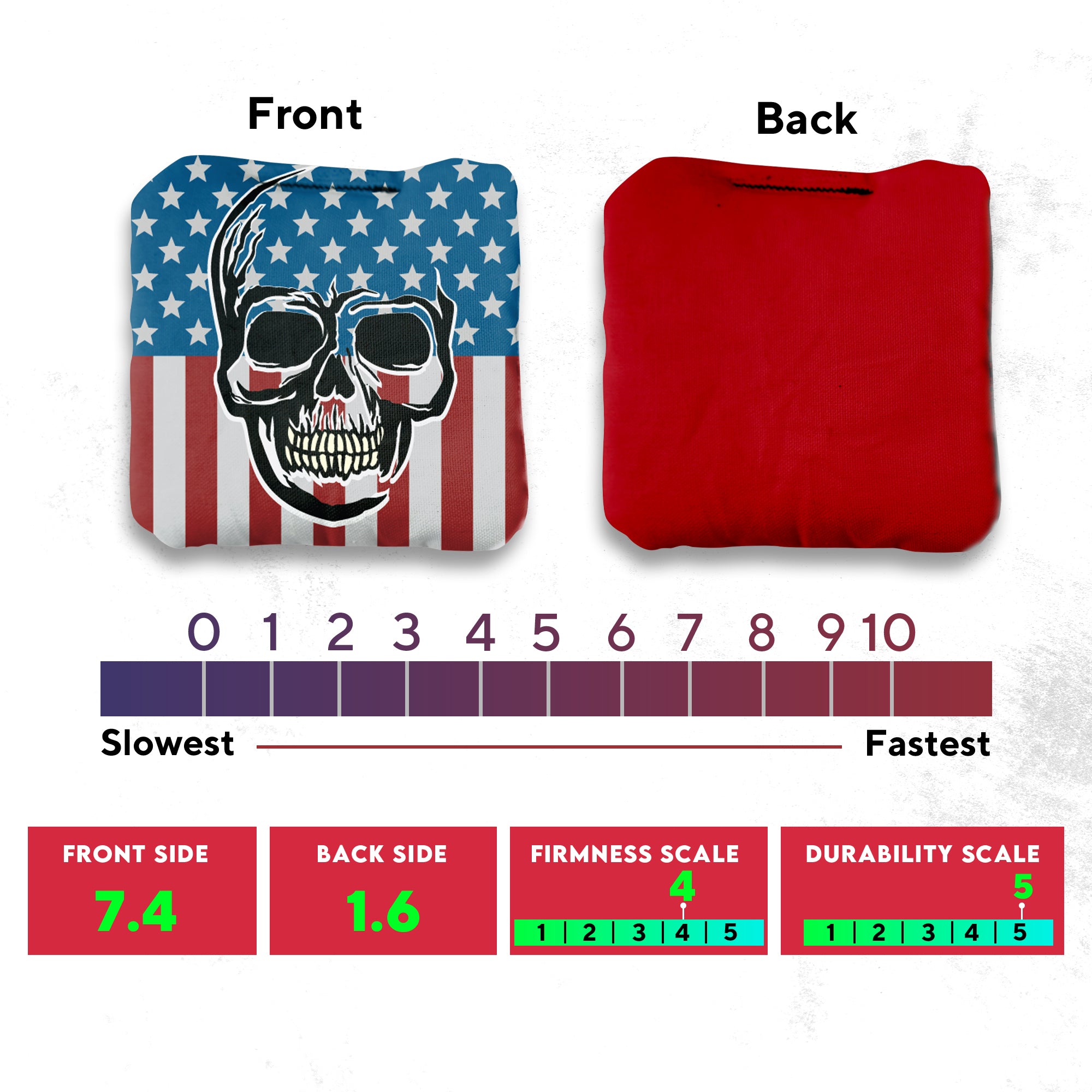 Skull Over Flag Cornhole Bags - Set of 8