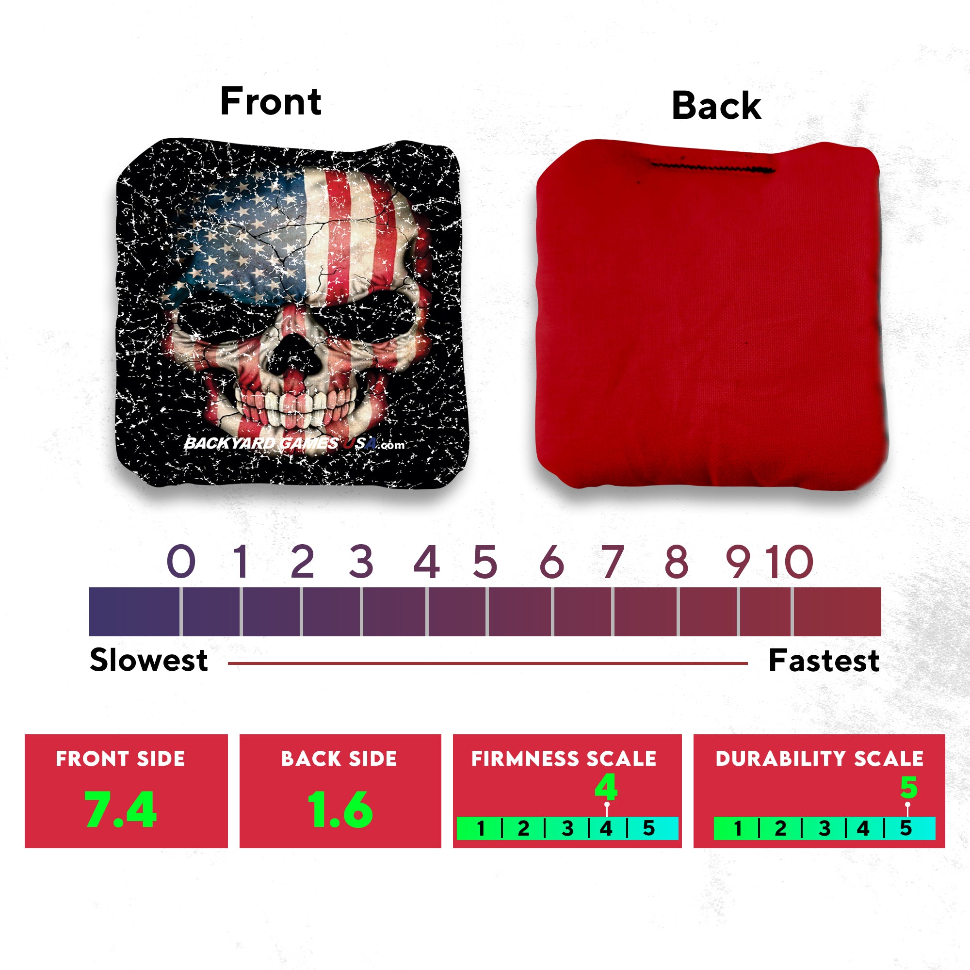 Red Grey Skull Cornhole Bags - Set of 8