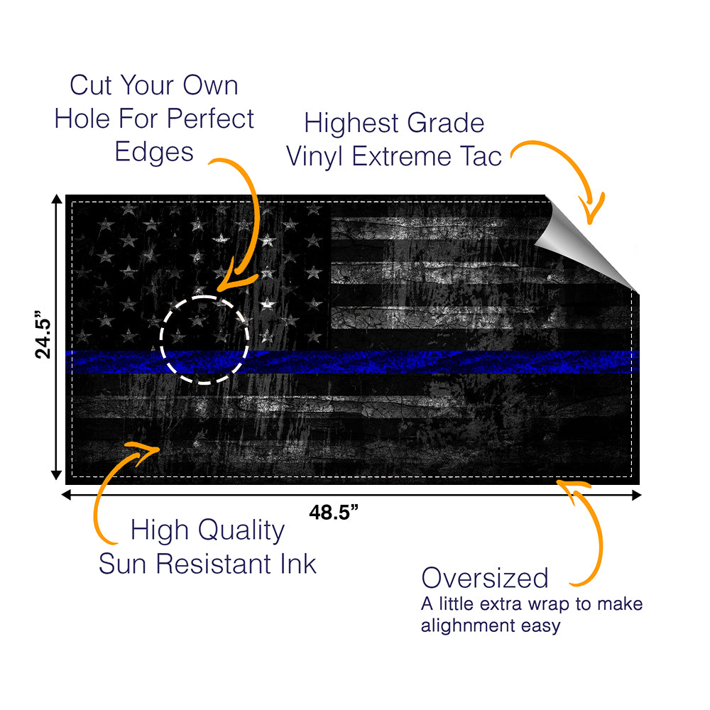 Dark Blue Lines Cornhole Boards Wraps (Set of 2)
