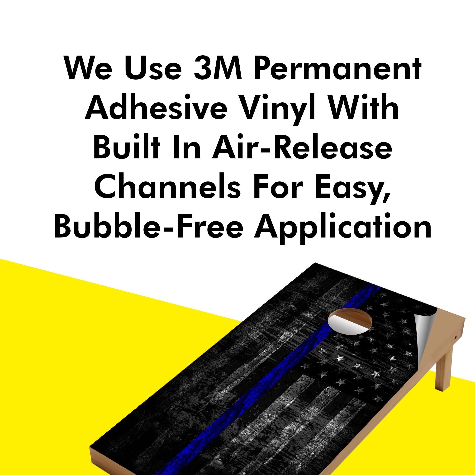 Dark Blue Lines Cornhole Boards Wraps (Set of 2)