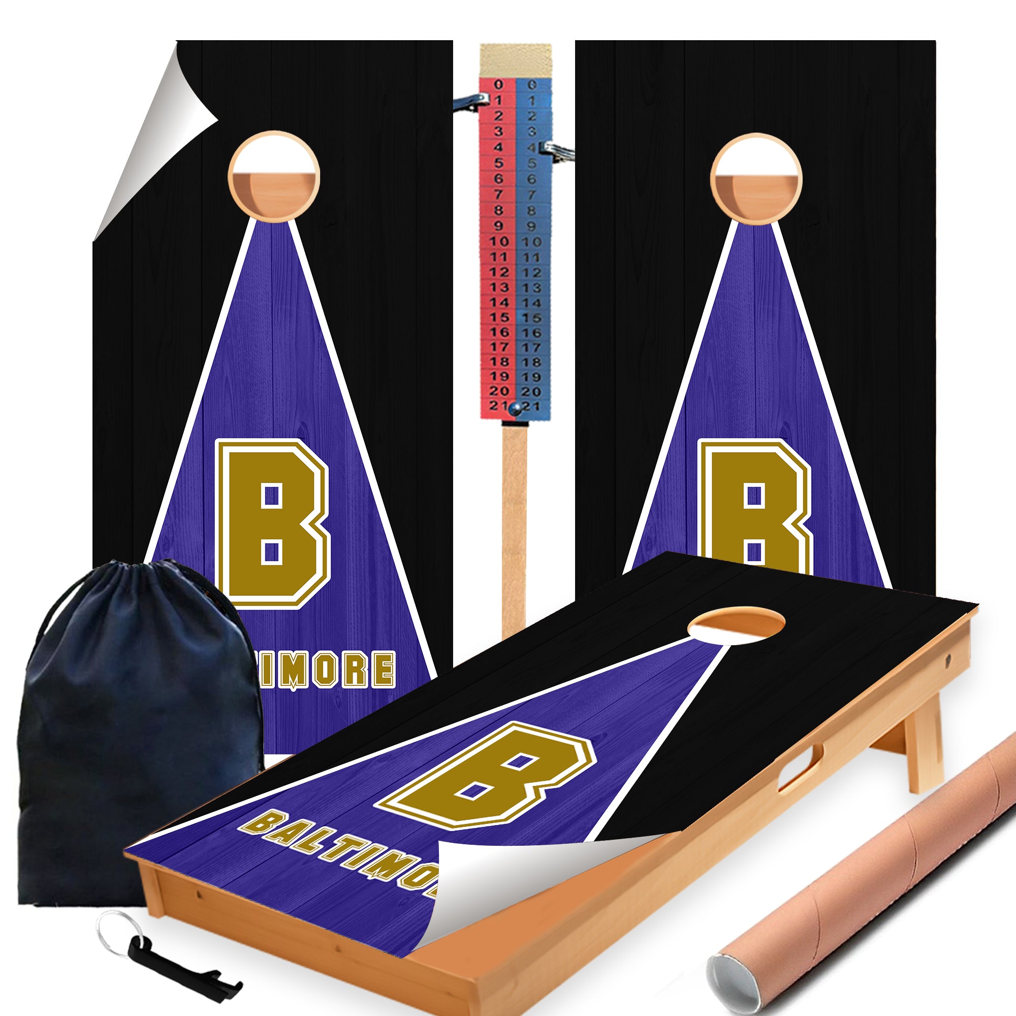 Baltimore Football Cornhole Boards Wraps (Set of 2)