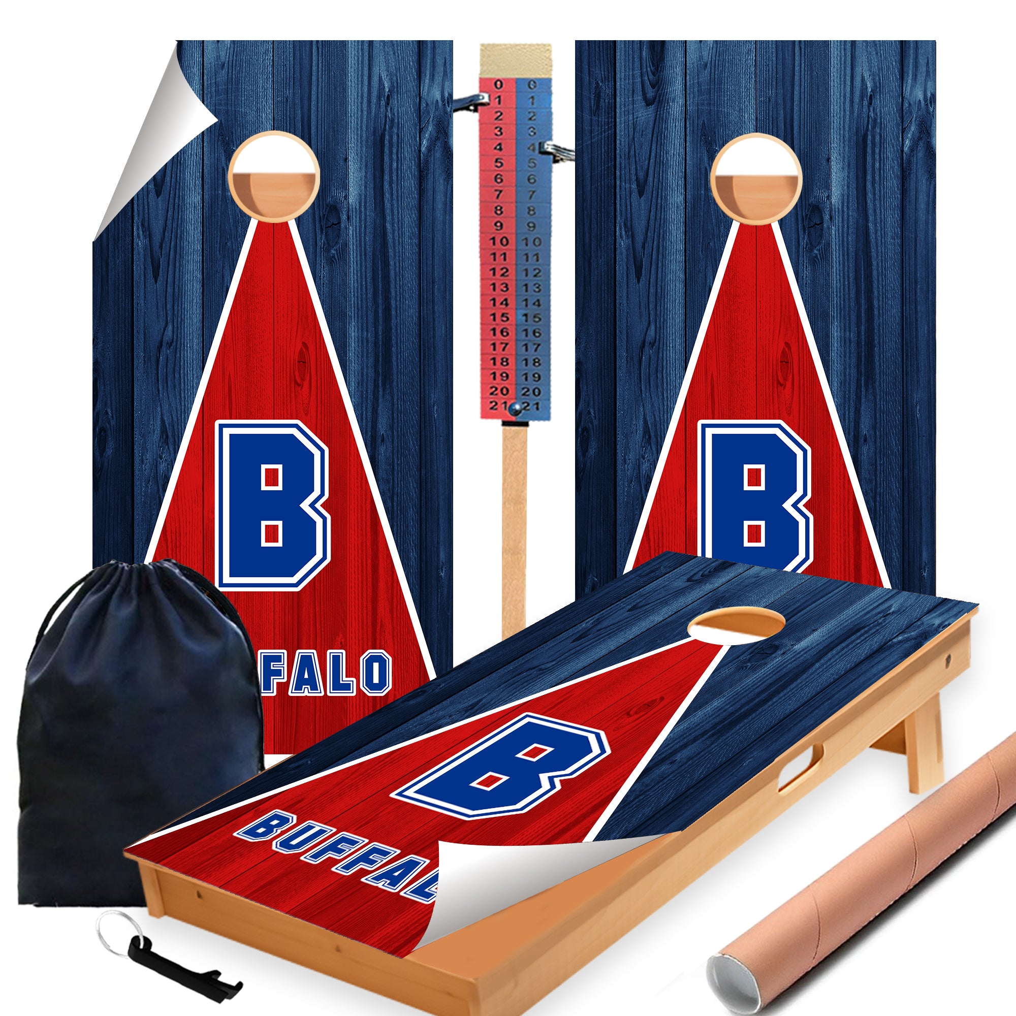 Buffalo Football Cornhole Boards Wraps (Set of 2)