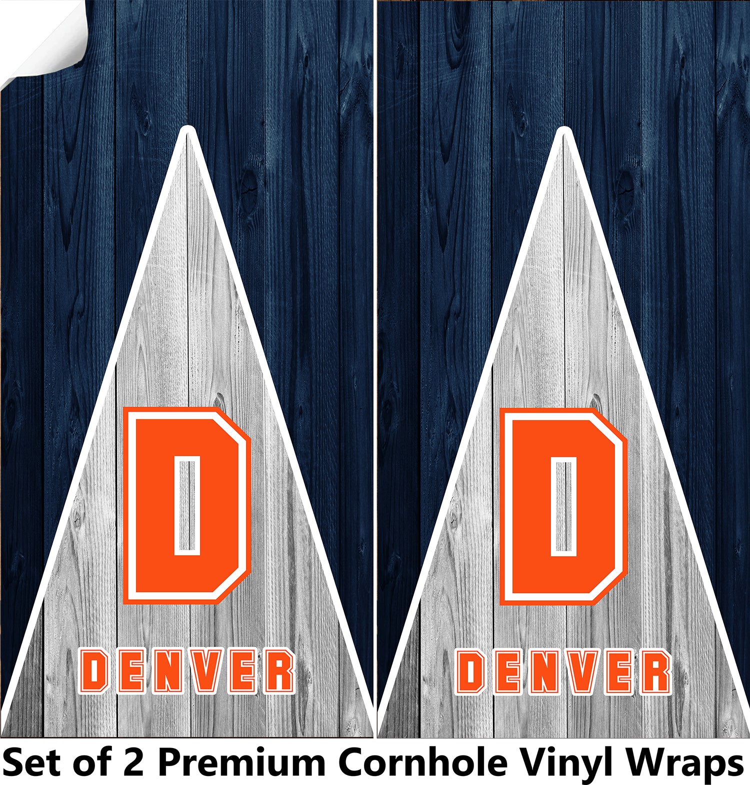 Denver Football Cornhole Boards Wraps (Set of 2)