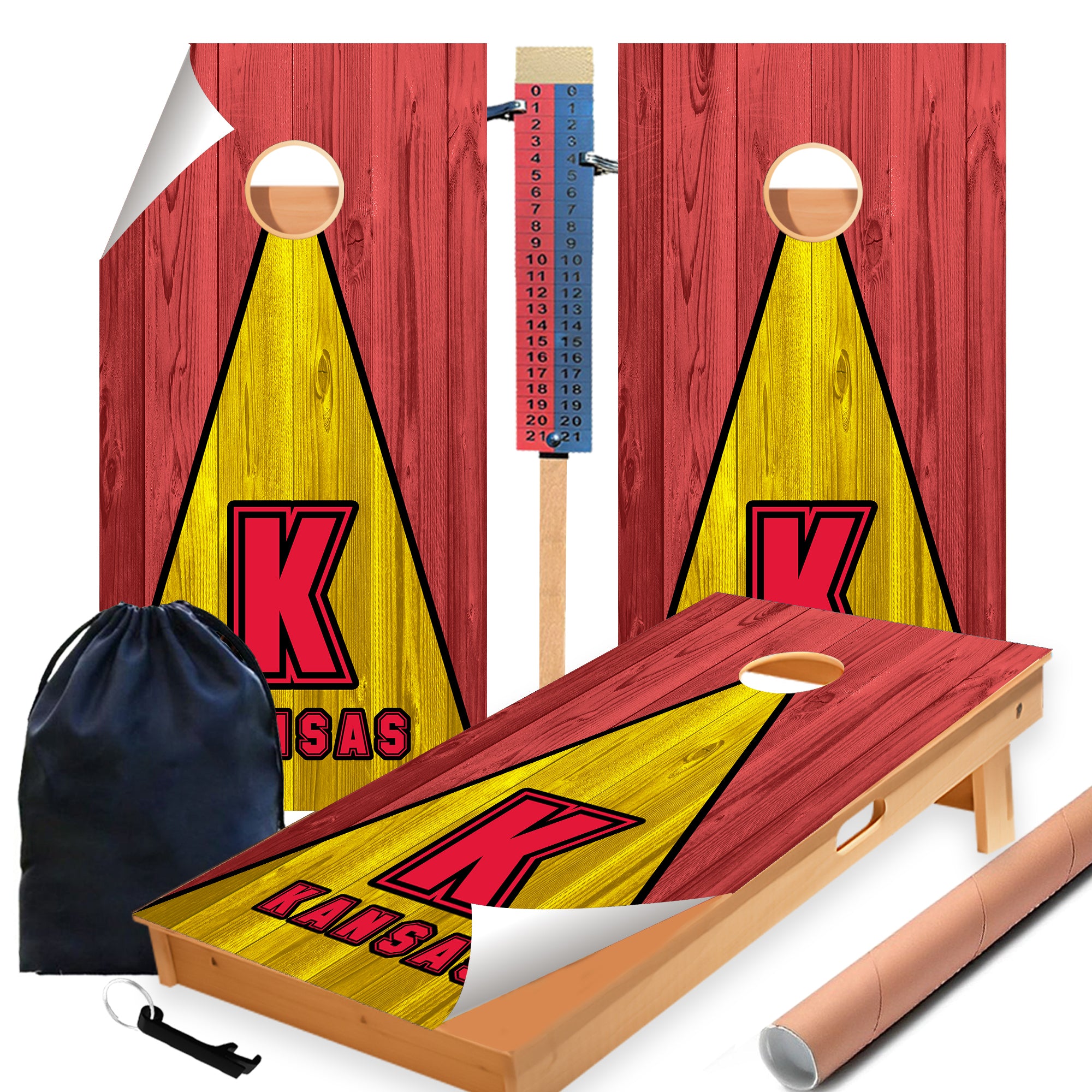 Kansas Football Cornhole Boards Wraps (Set of 2)