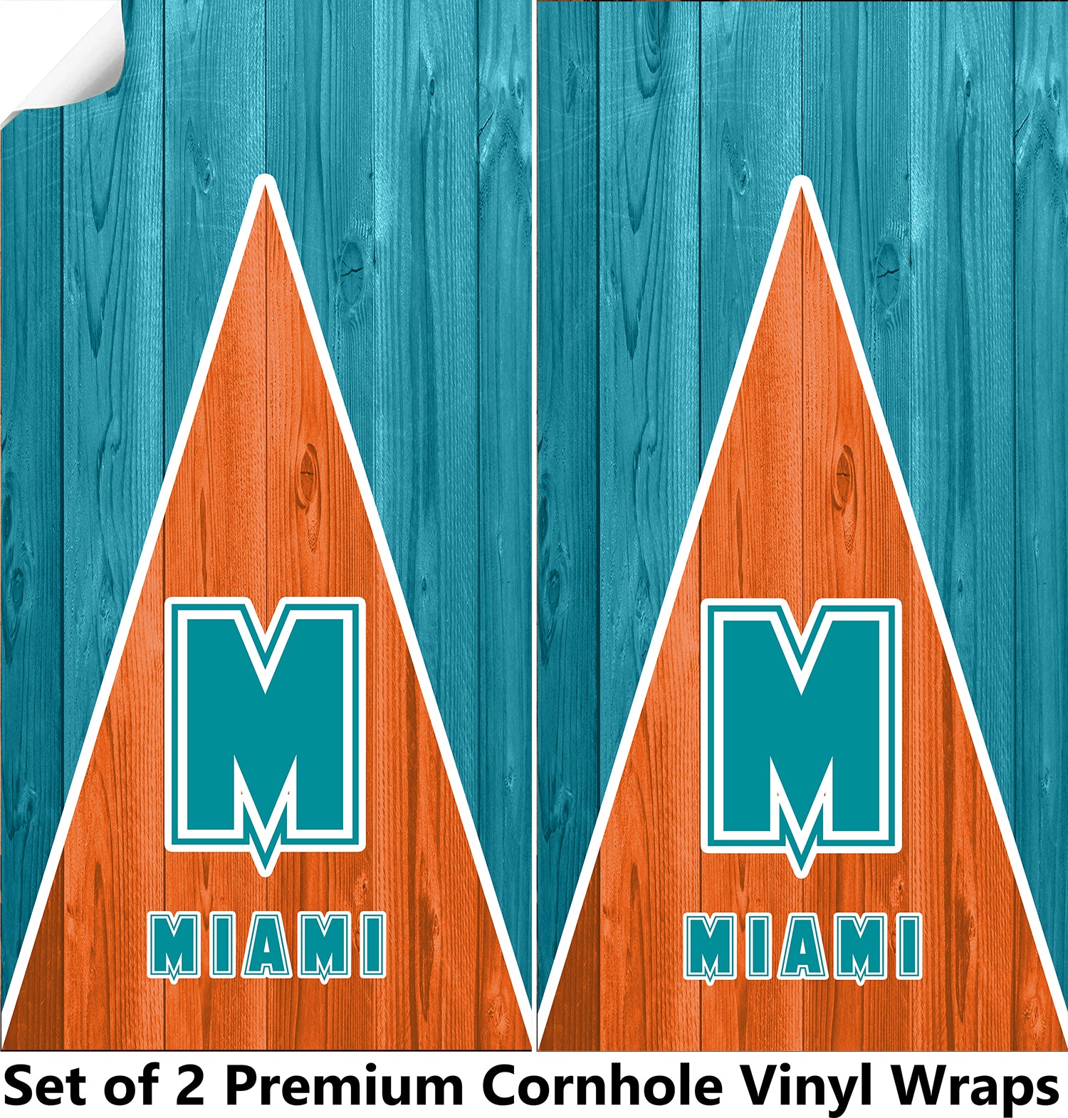 Miami Football Cornhole Boards Wraps (Set of 2)