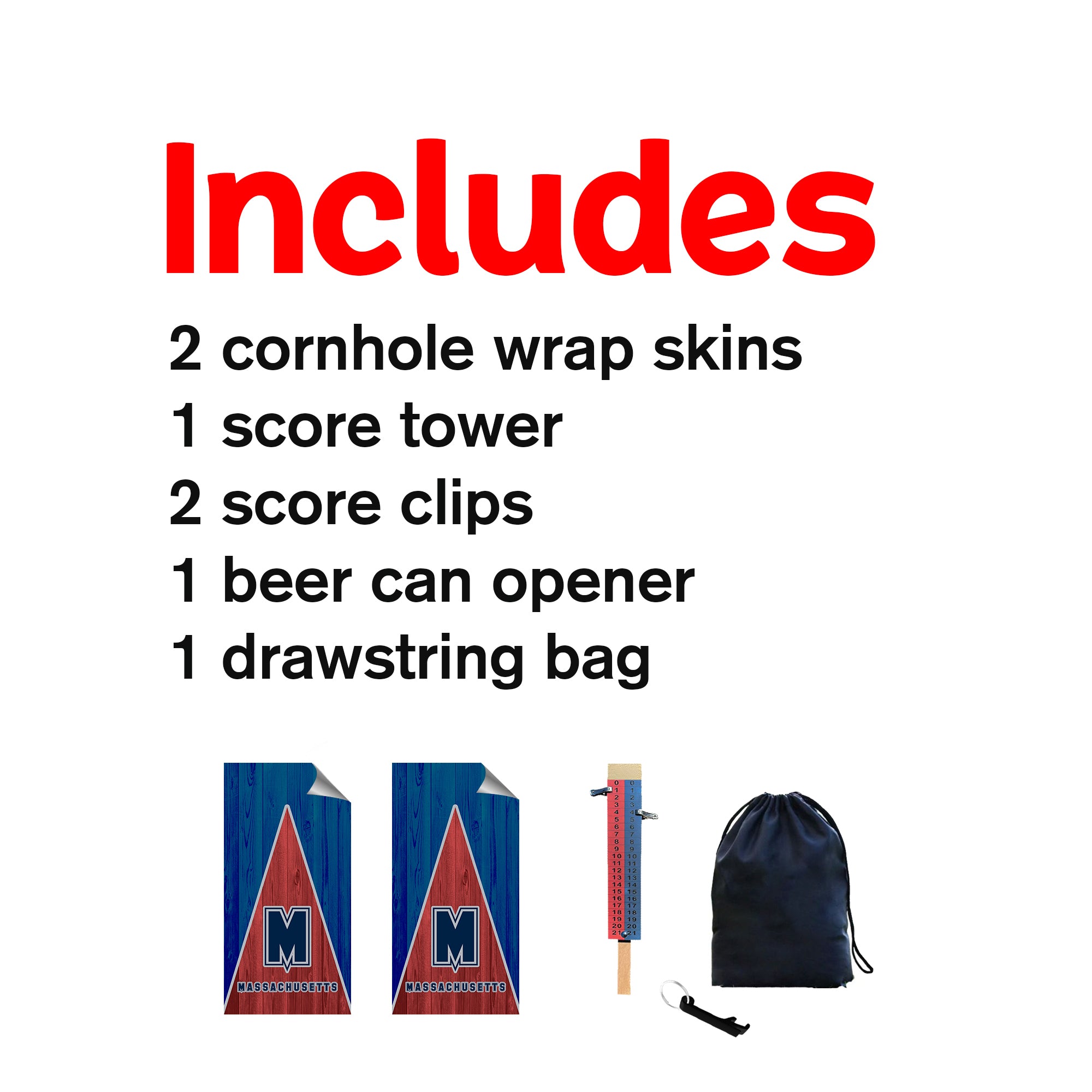 Massachusetts Football Cornhole Boards Wraps (Set of 2)