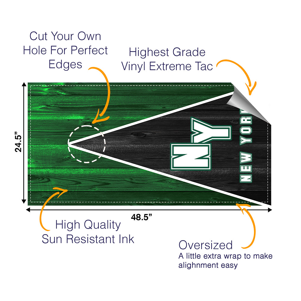 New York Football Cornhole Boards Wraps (Set of 2)