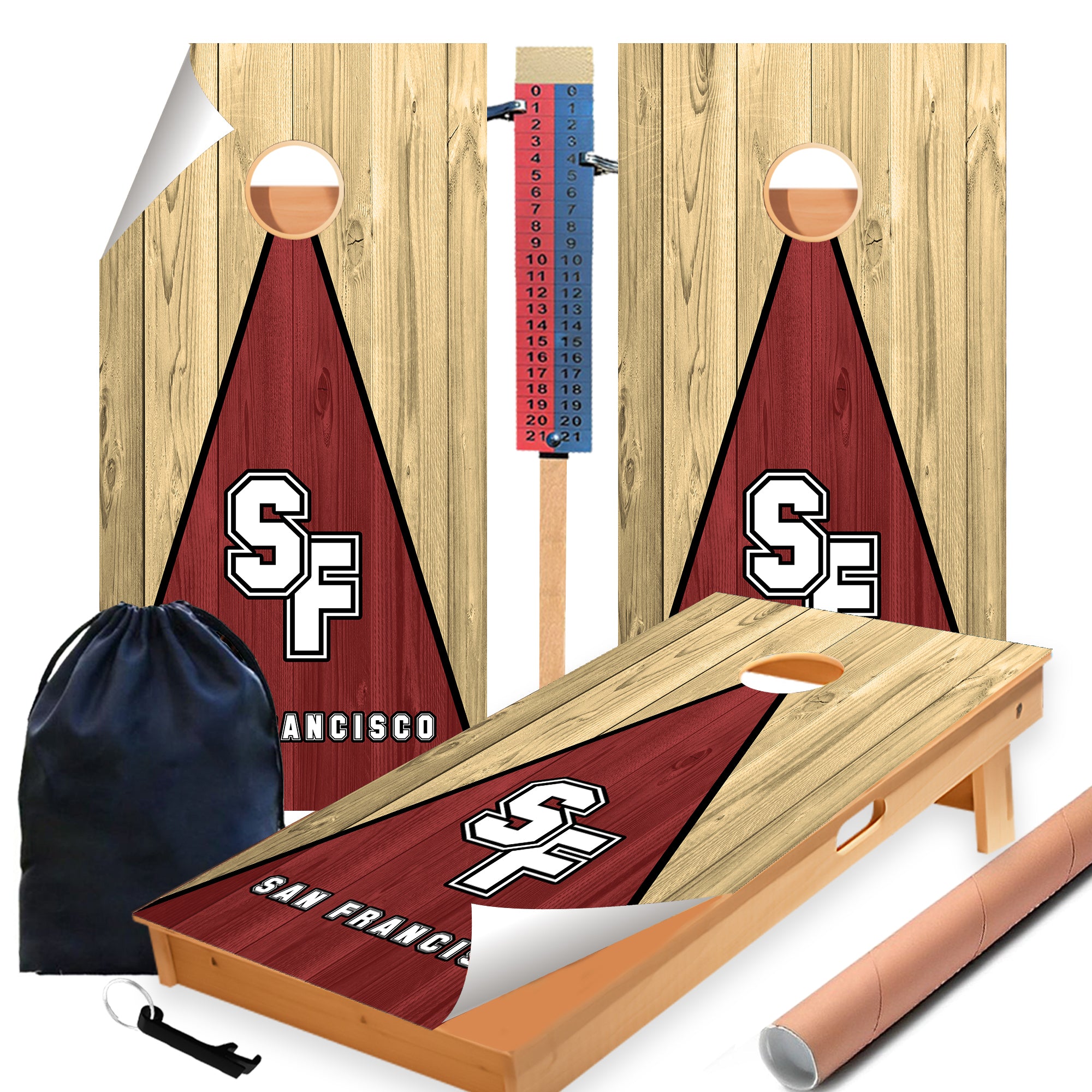 San Francisco Football Cornhole Boards Wraps (Set of 2)