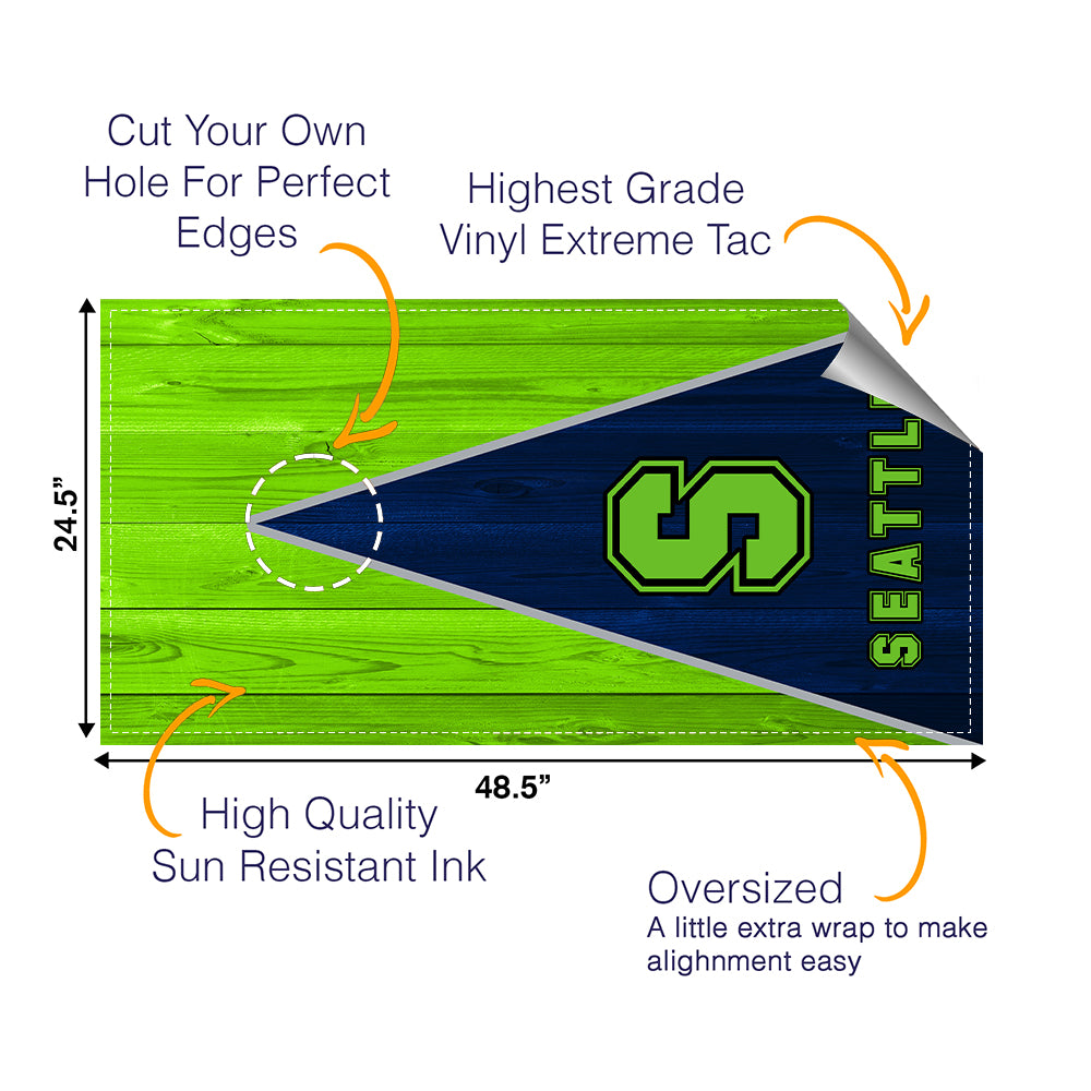 Seahawks Football Cornhole Boards Wraps (Set of 2)