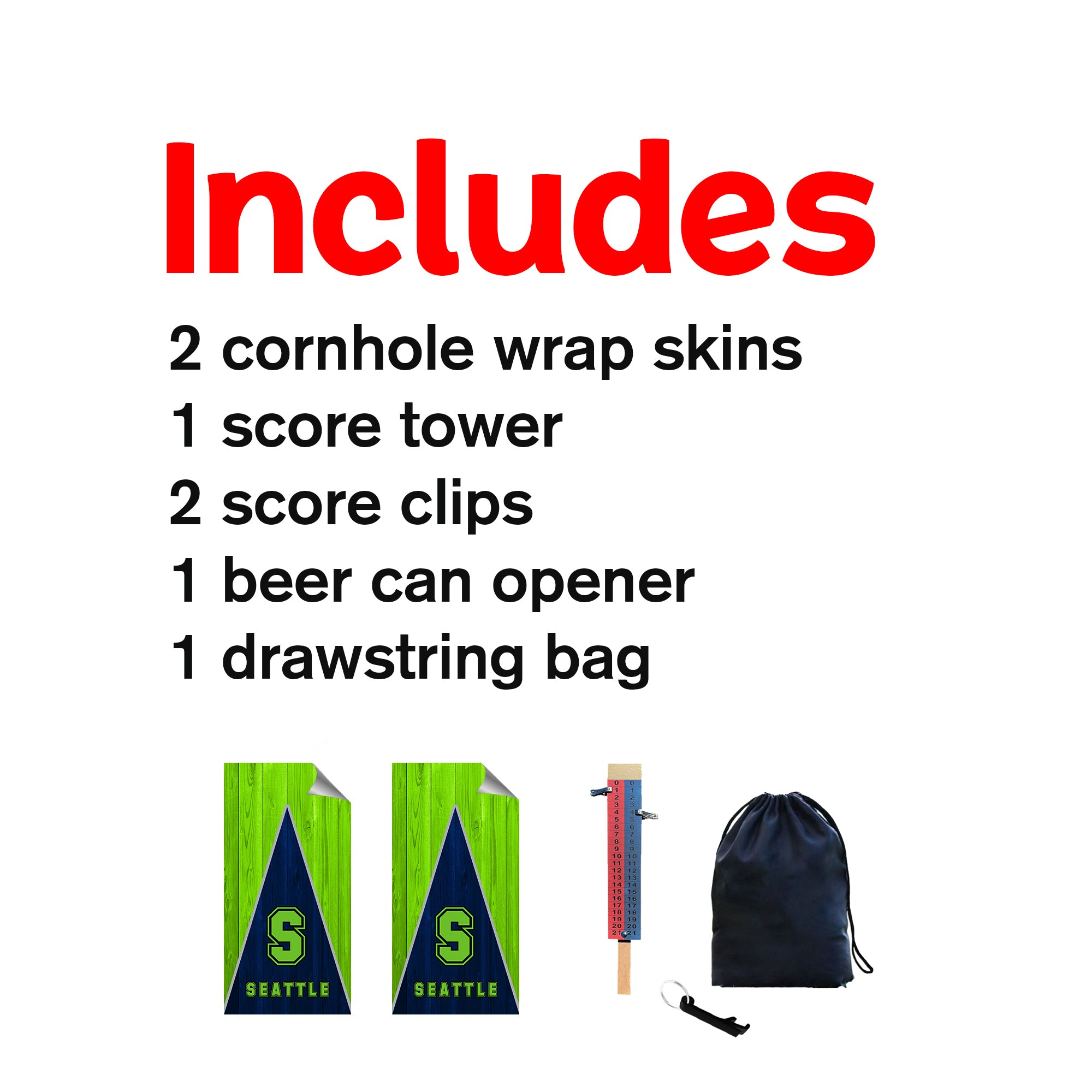 Seahawks Football Cornhole Boards Wraps (Set of 2)