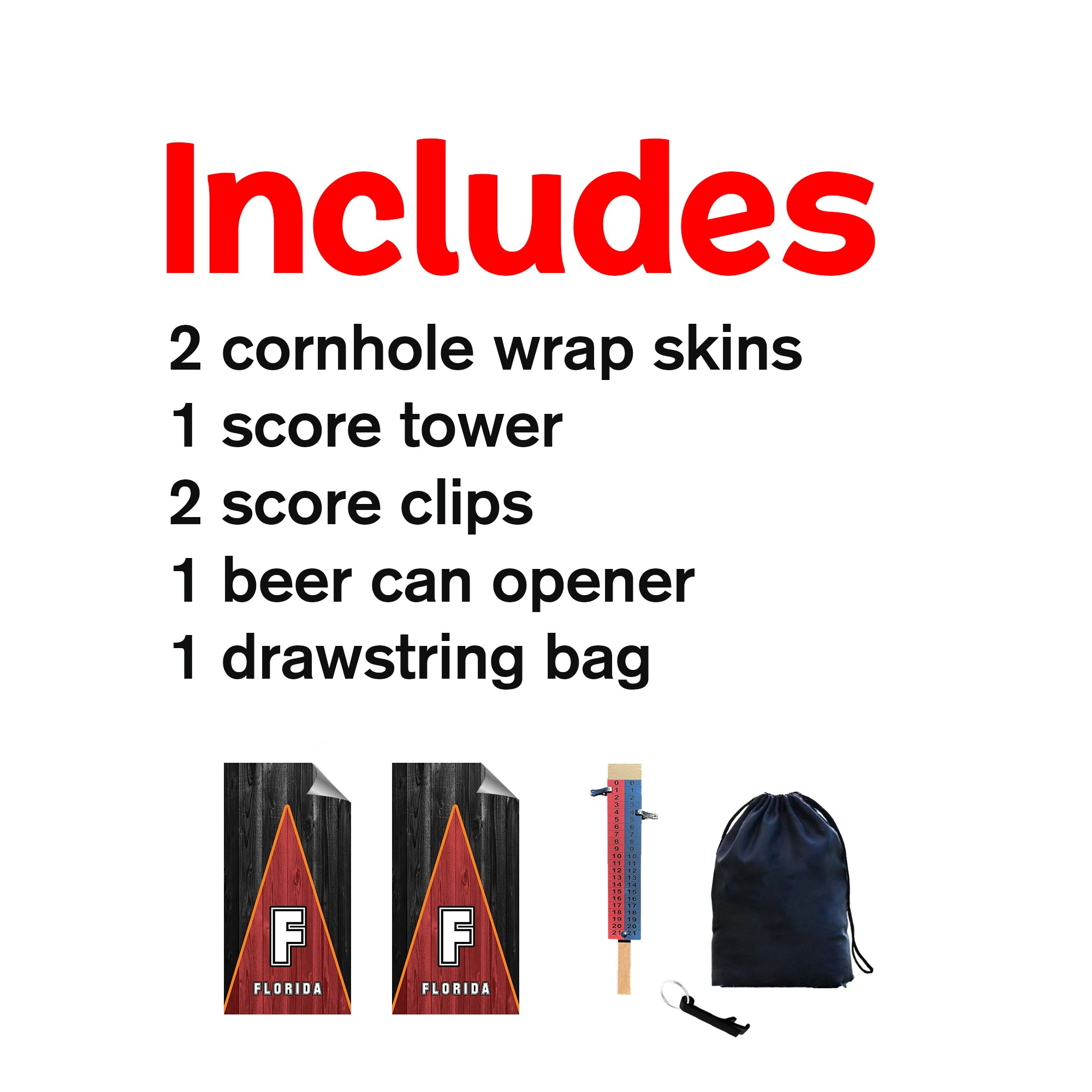 Tampa Florida Football Cornhole Boards Wraps (Set of 2)