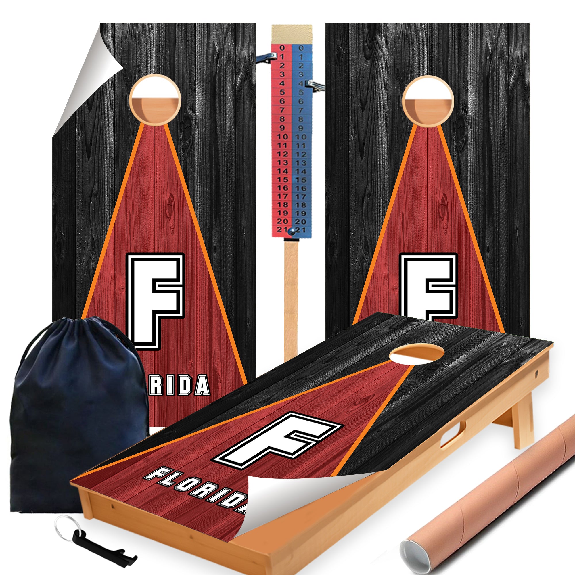 Tampa Florida Football Cornhole Boards Wraps (Set of 2)