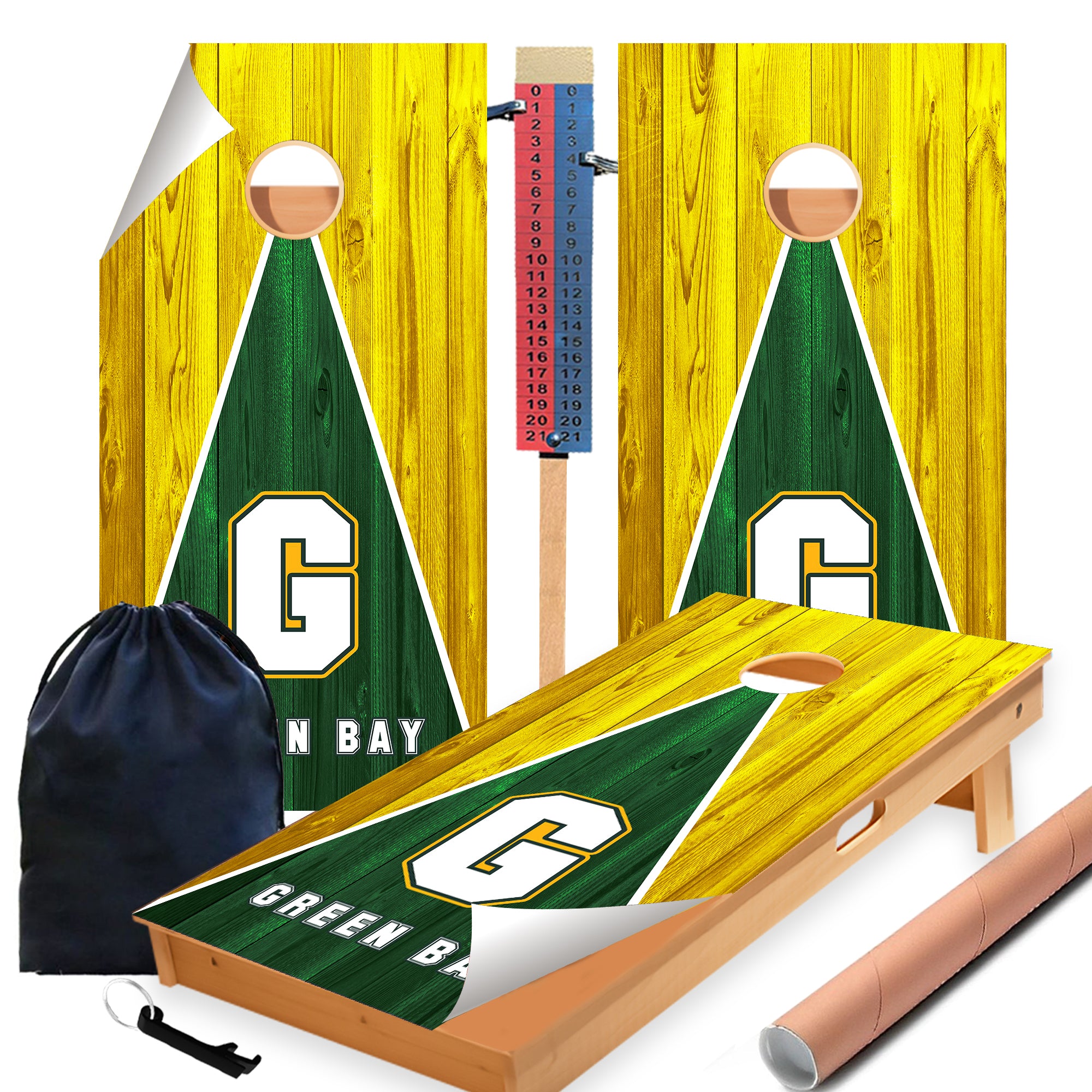 Green Bay Football Cornhole Boards Wraps (Set of 2)