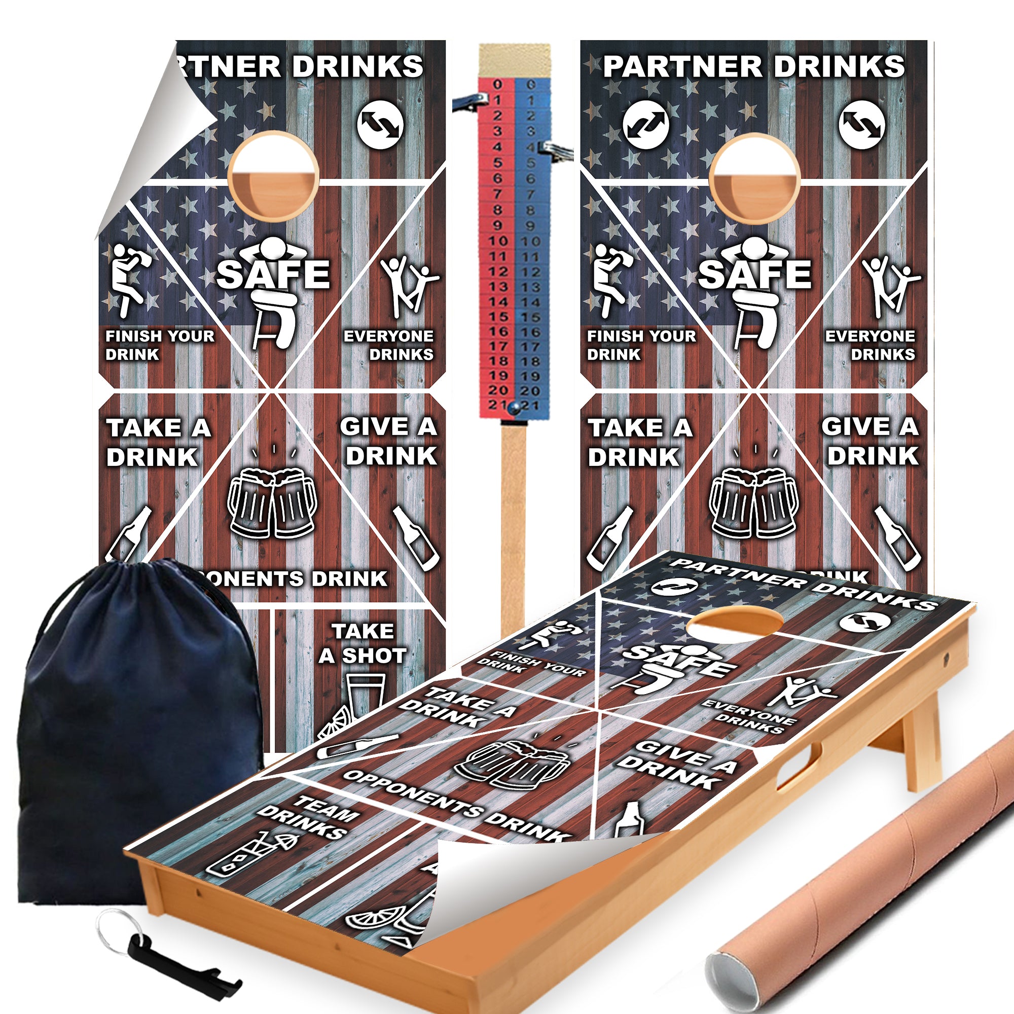 USA Drinking Cornhole Boards Wraps (Set of 2)