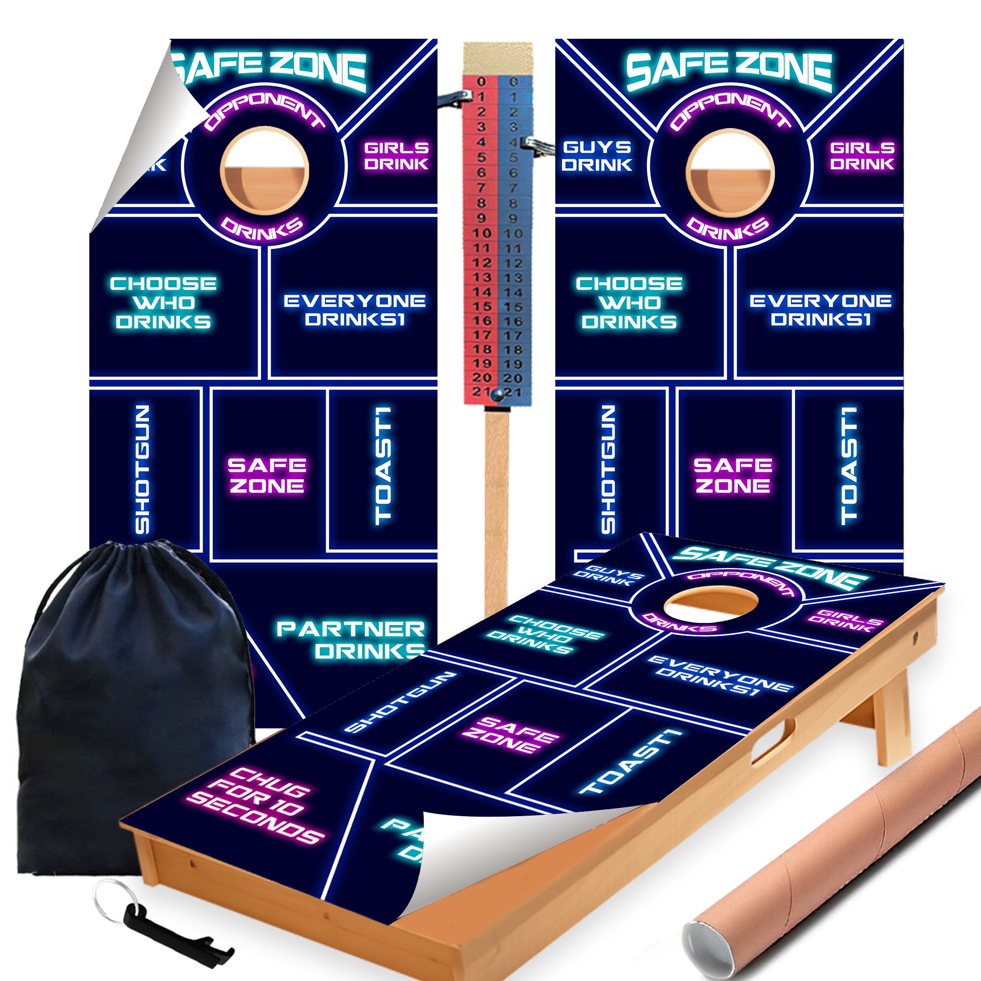 Neon Drink Cornhole Boards Wraps (Set of 2)