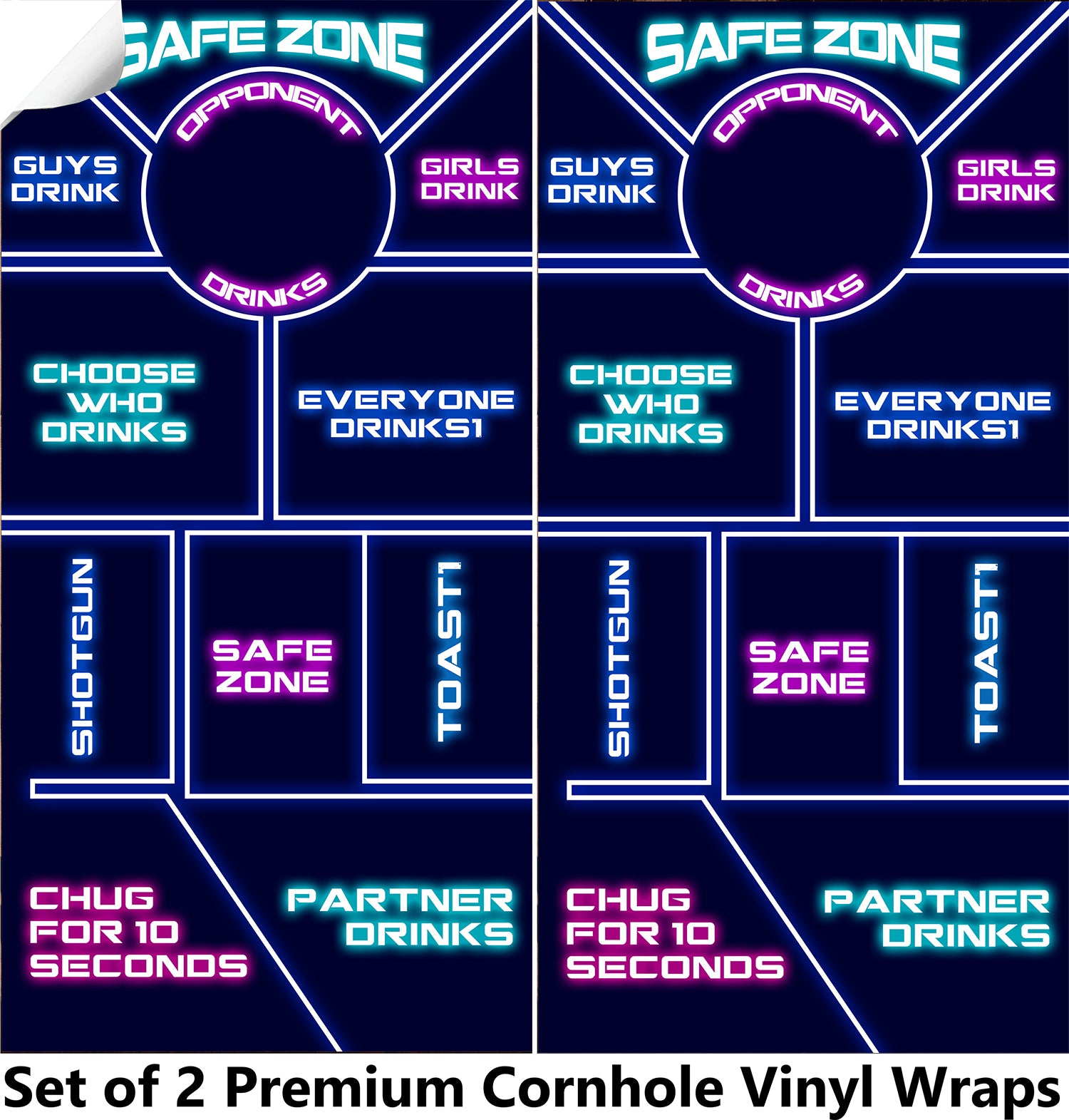 Neon Drink Cornhole Boards Wraps (Set of 2)