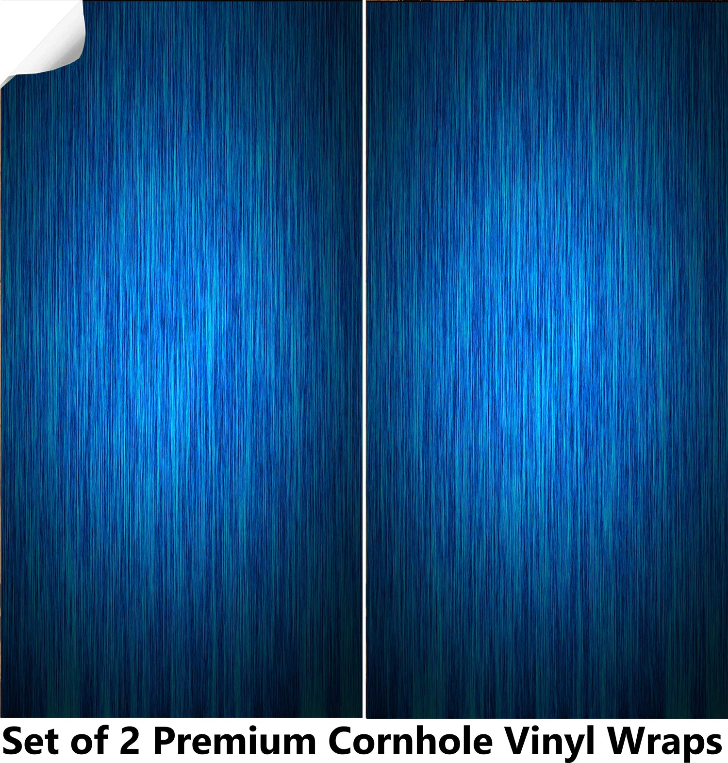 Blue Wood Grain Cornhole Boards Wraps (Set of 2)