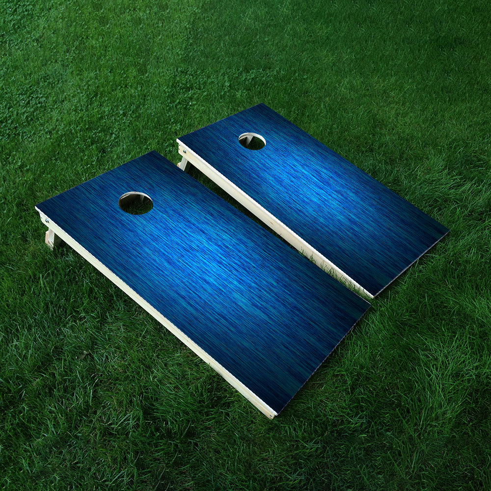 Blue Wood Grain Cornhole Boards Wraps (Set of 2)