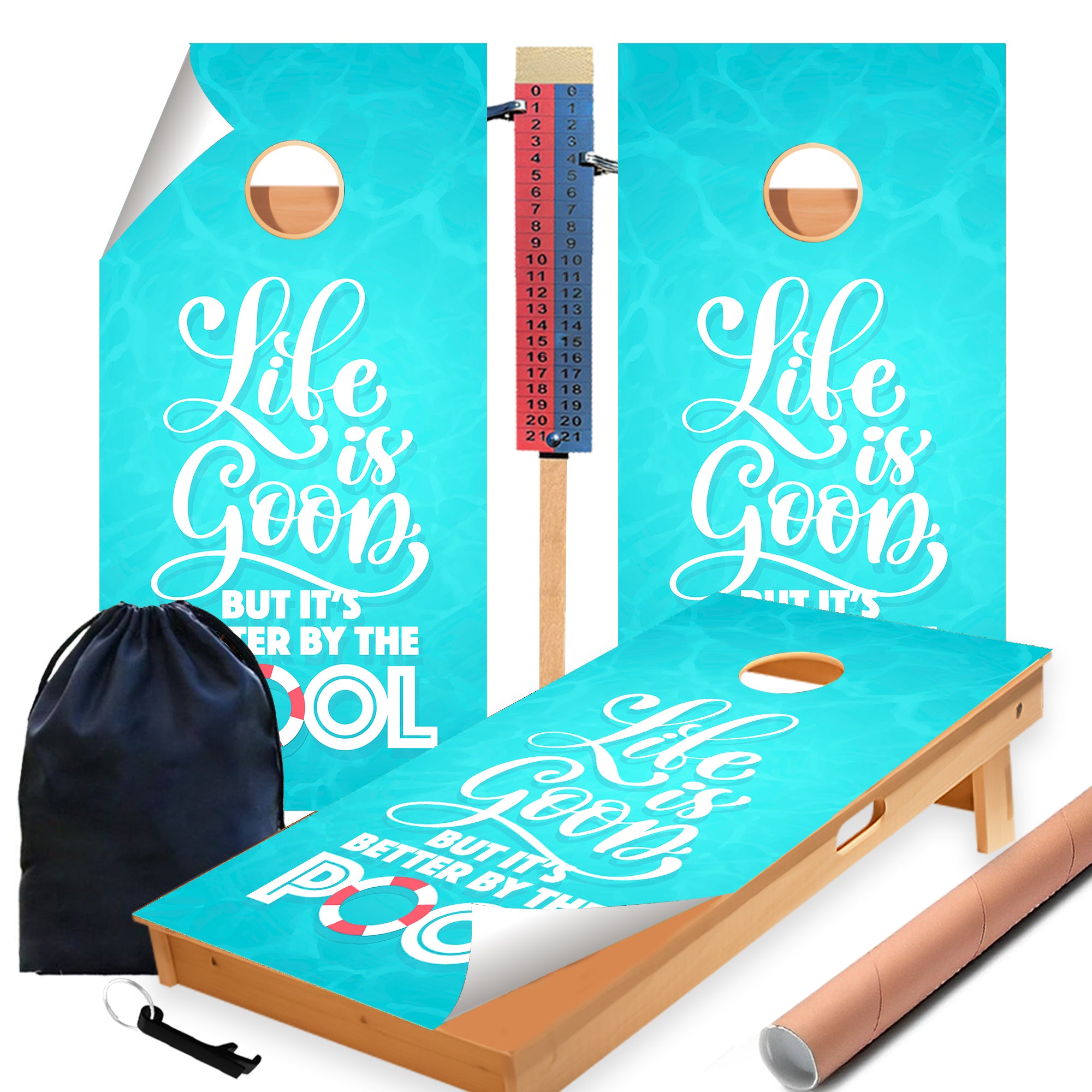 Life is Better by the Pool Cornhole Boards Wraps (Set of 2)