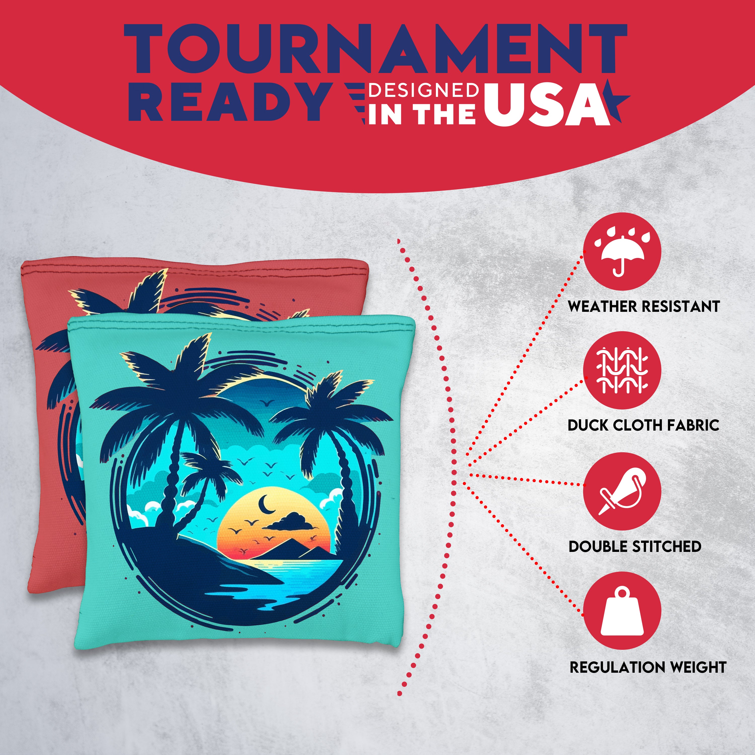 Beach Circle Cornhole Bags