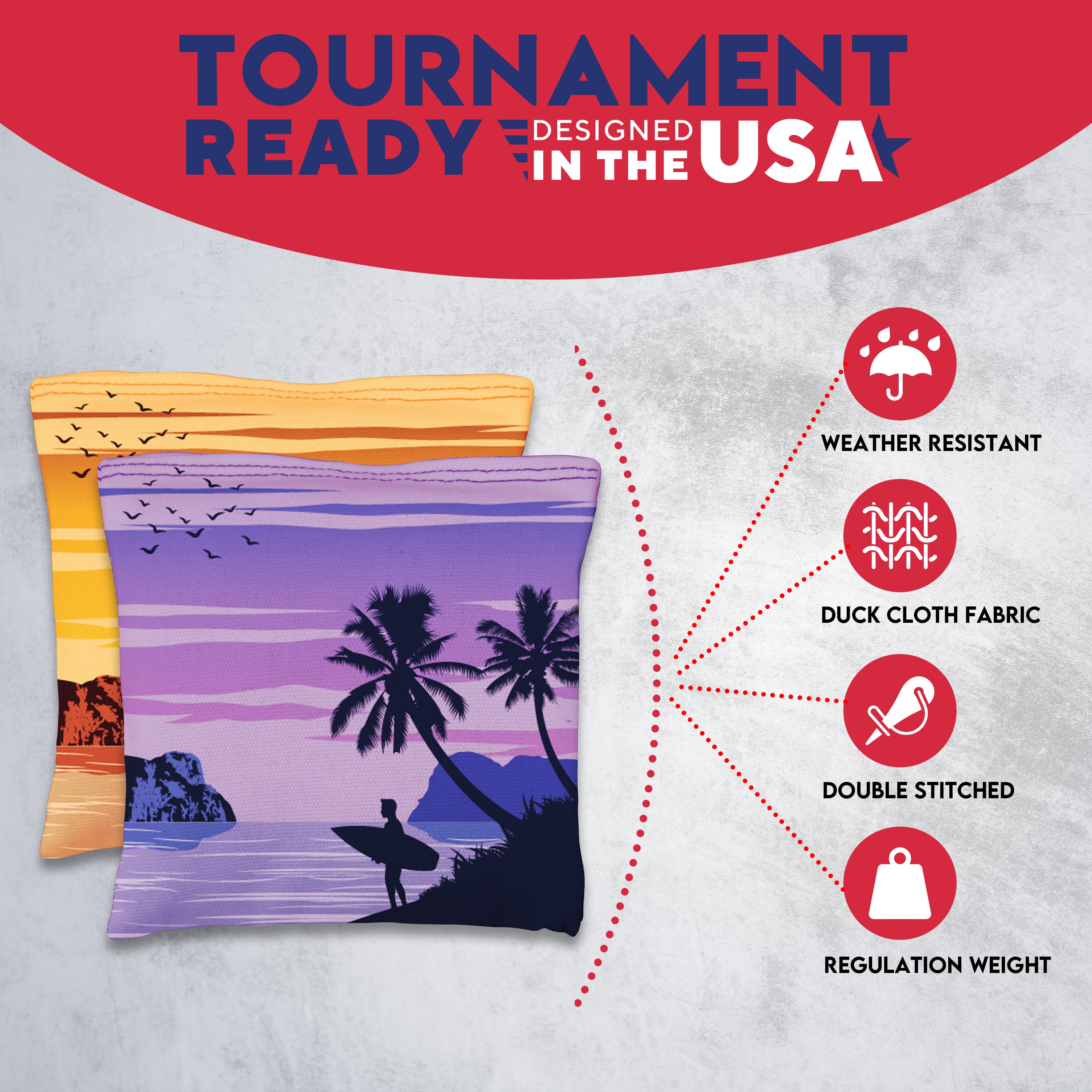 Orange Purple Beach Cornhole Bags