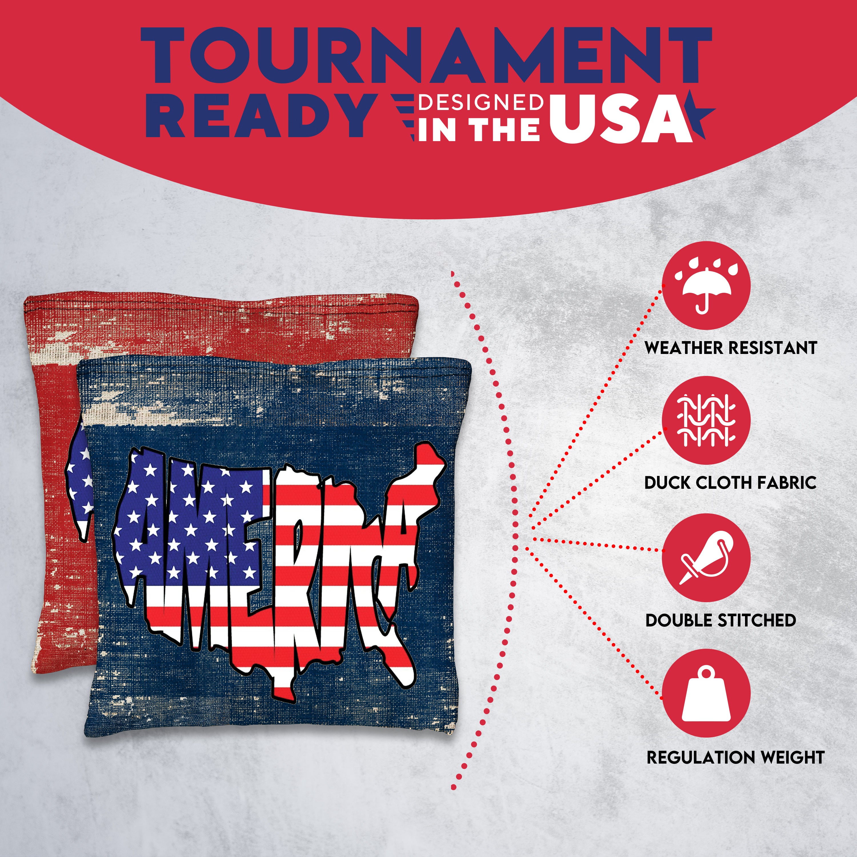 America Blue and Red Cornhole Bags