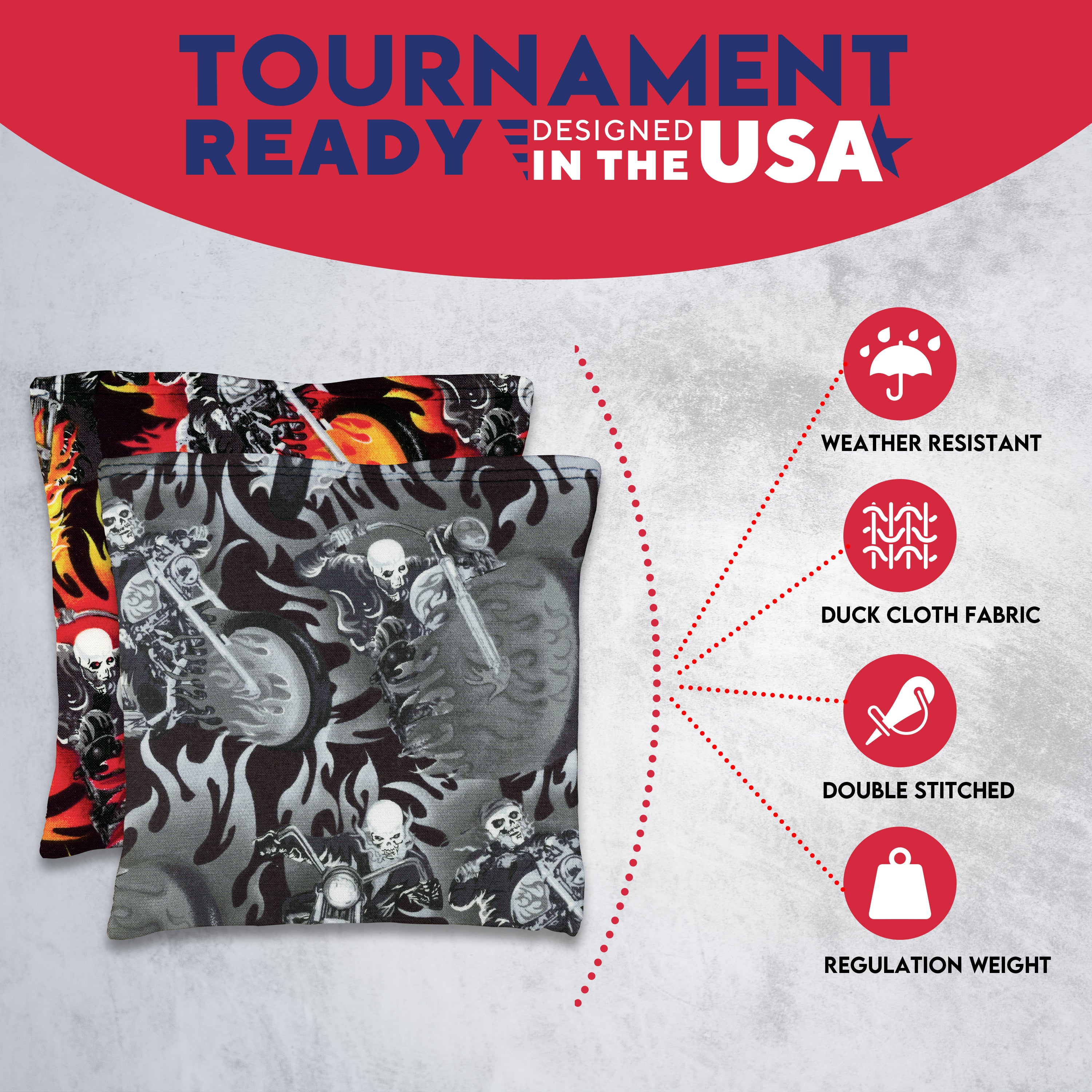 Skull Rider Cornhole Bags