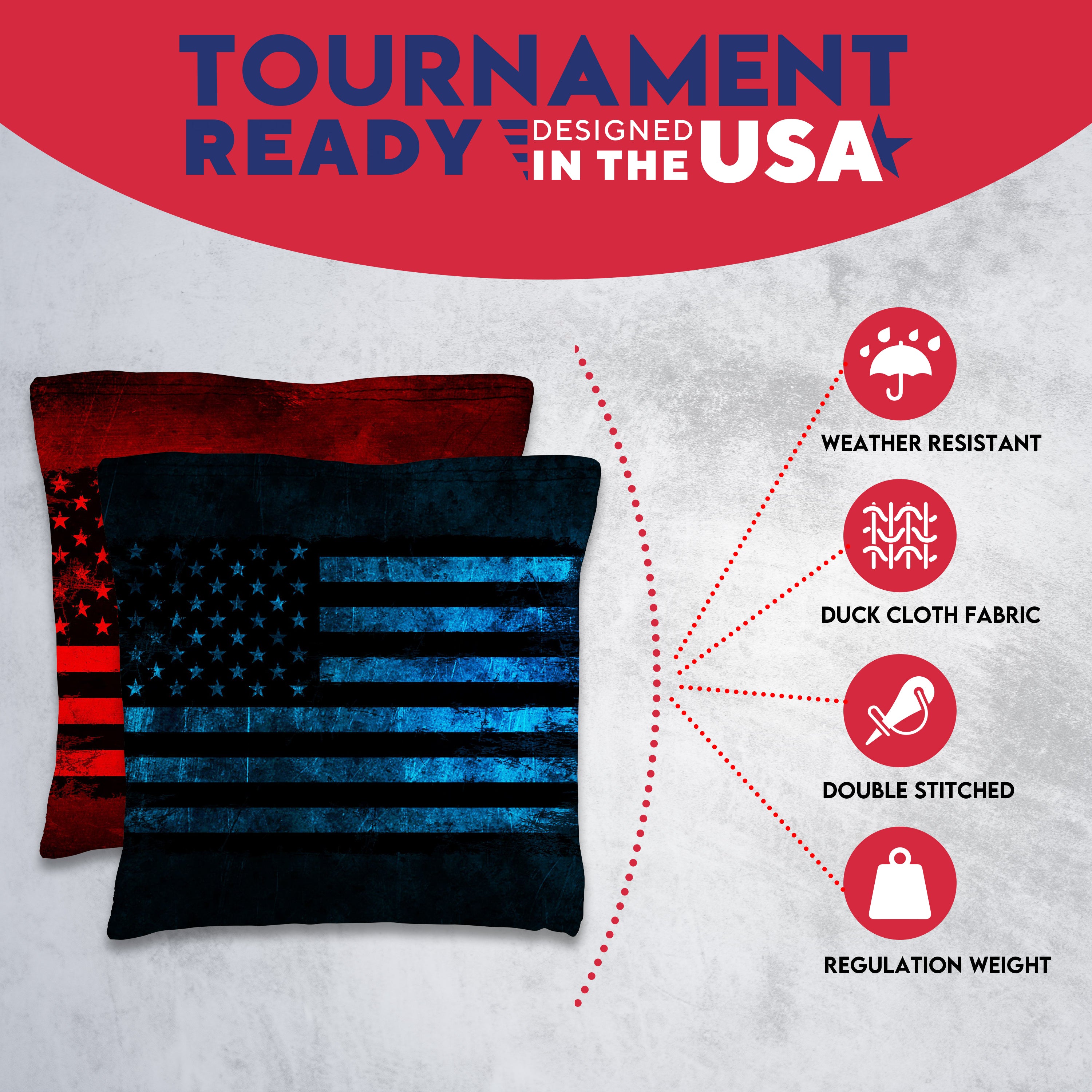 Blue Red Lines Cornhole Bags