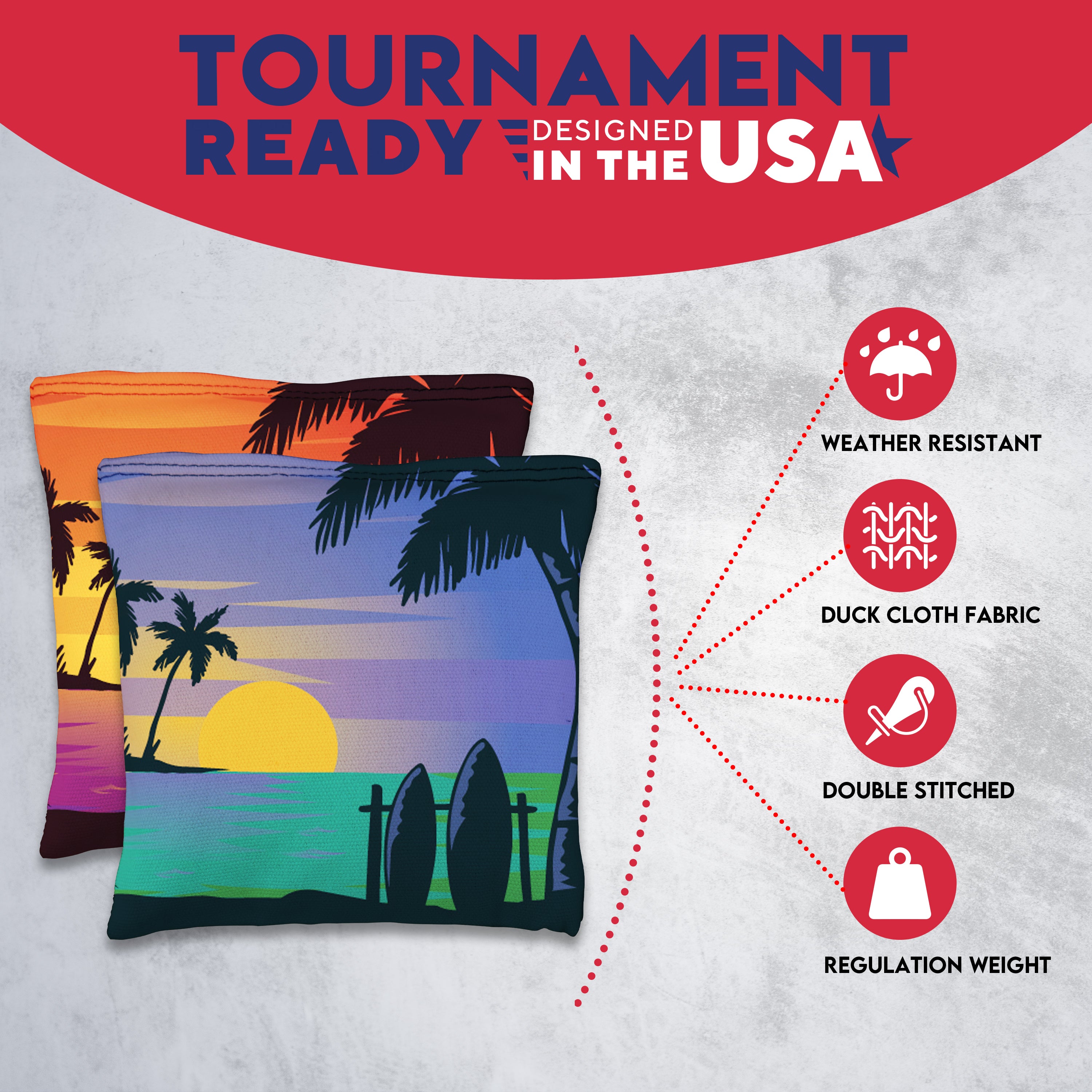 Orange Blue Beach Cornhole Bags